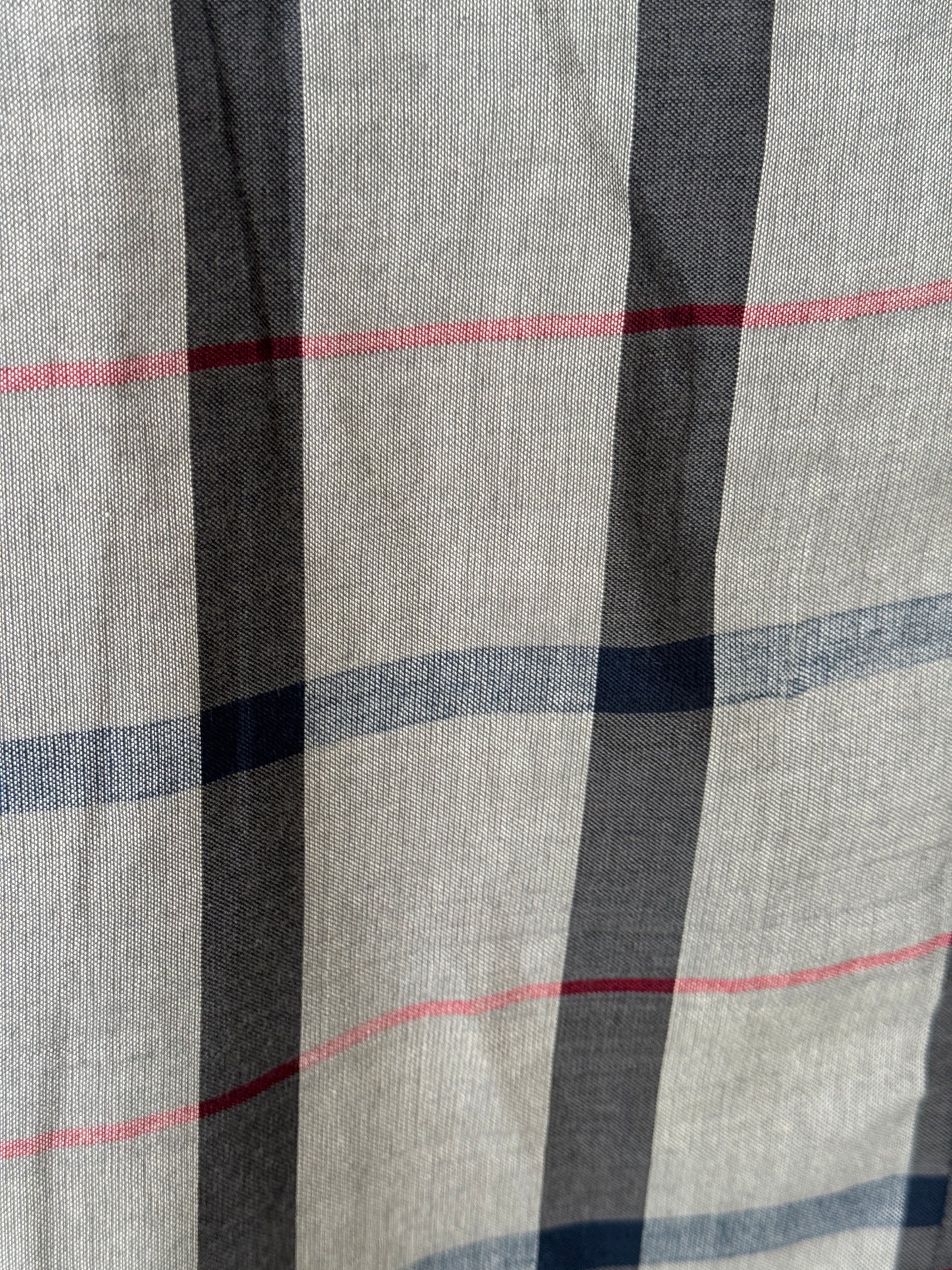 Grey black and red checks soft pure cotton handwoven dress