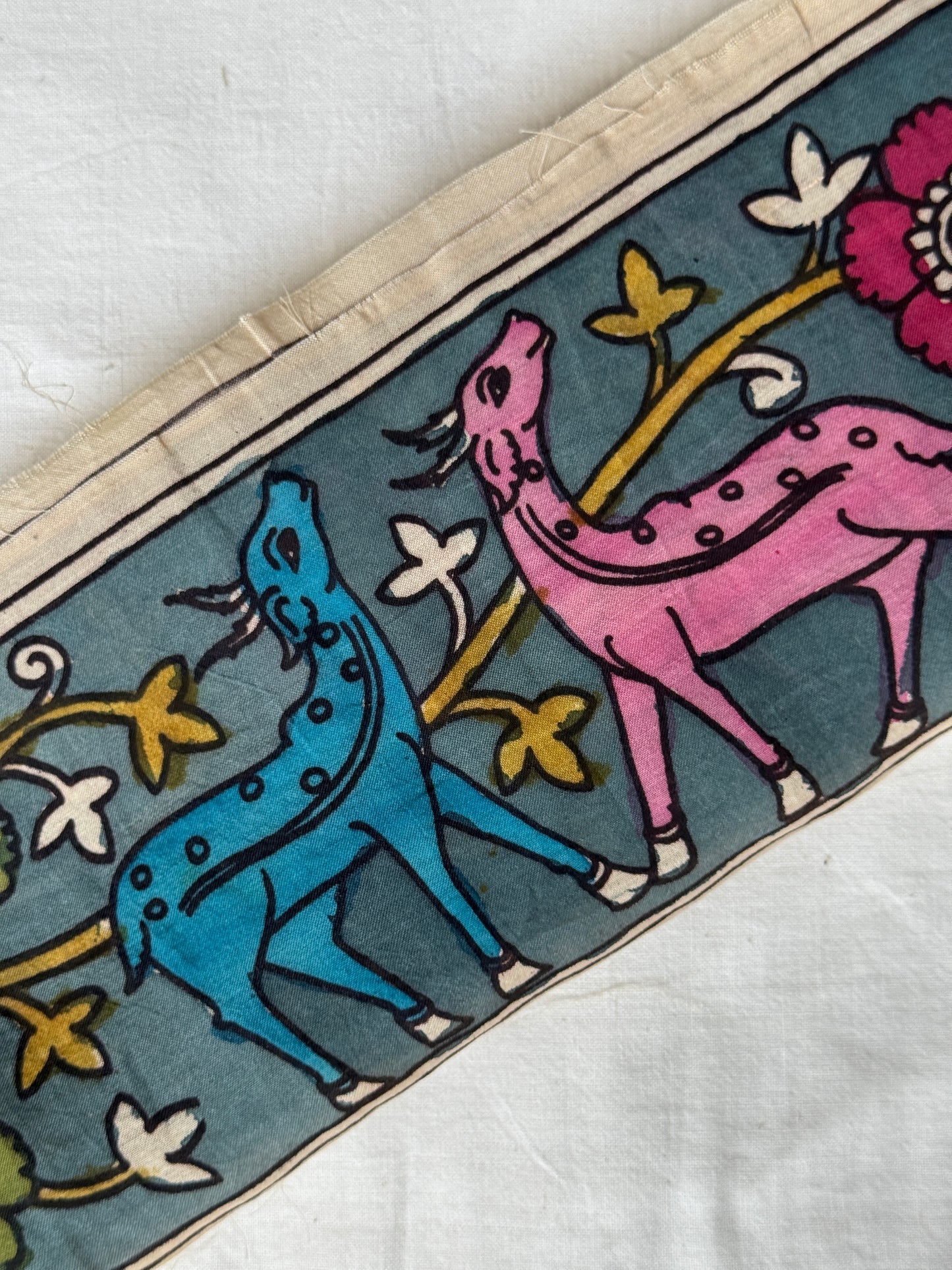 Silk pen Kalamkari hand painted border - colors and designs options available