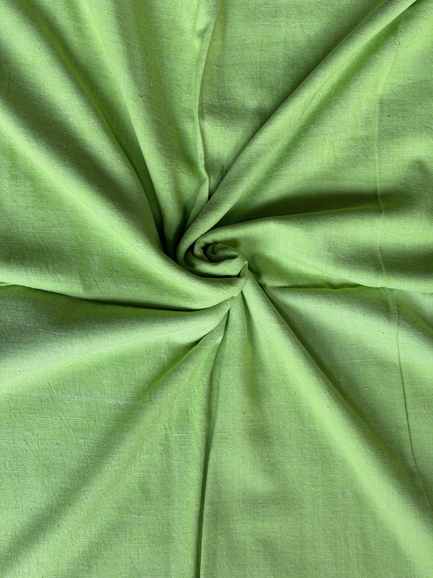 Green plain cotton hand spun, hand woven fabric