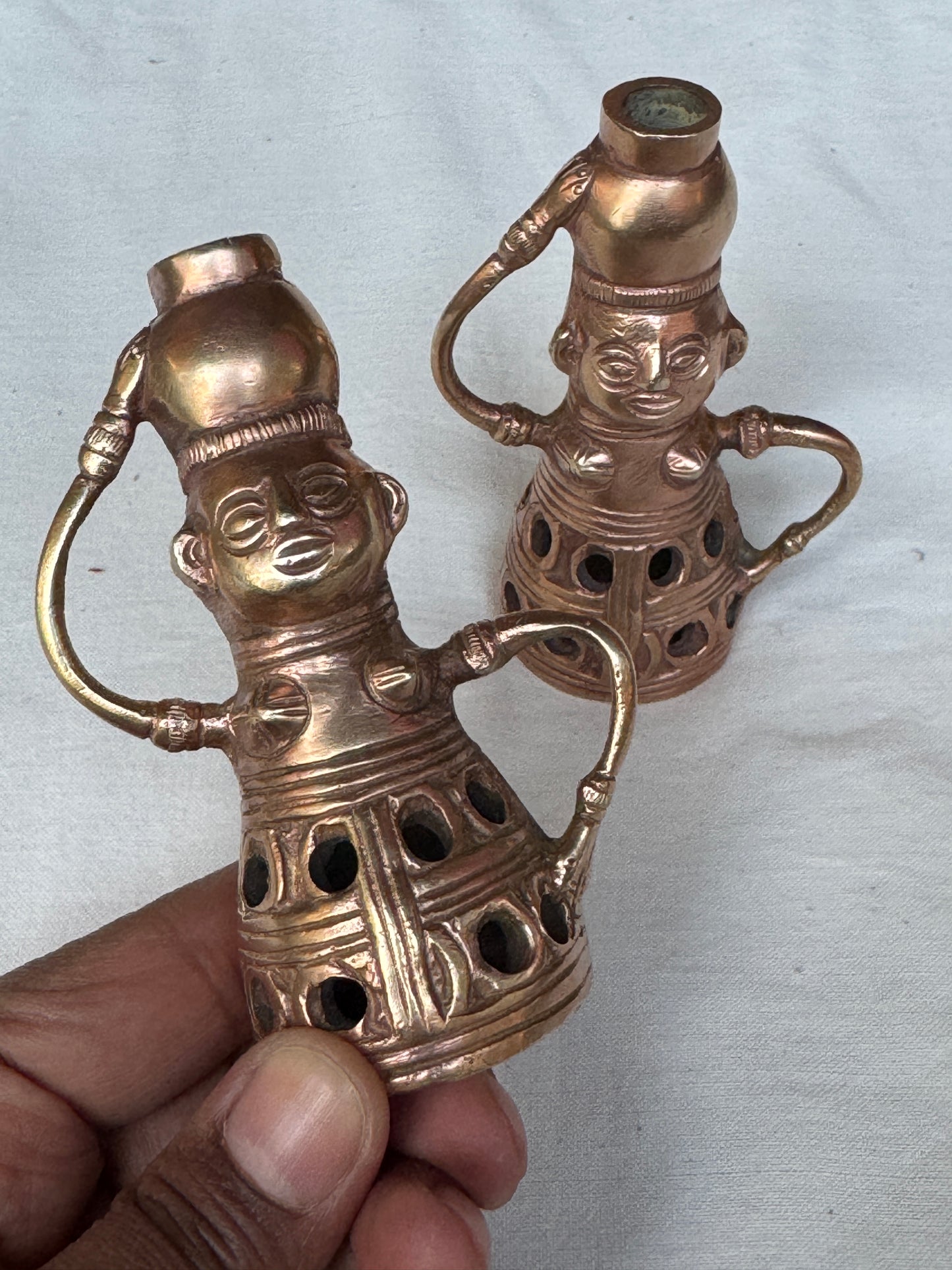 Pot holding organizer lady - Brass pen / agarbatti stand / vase / organizer