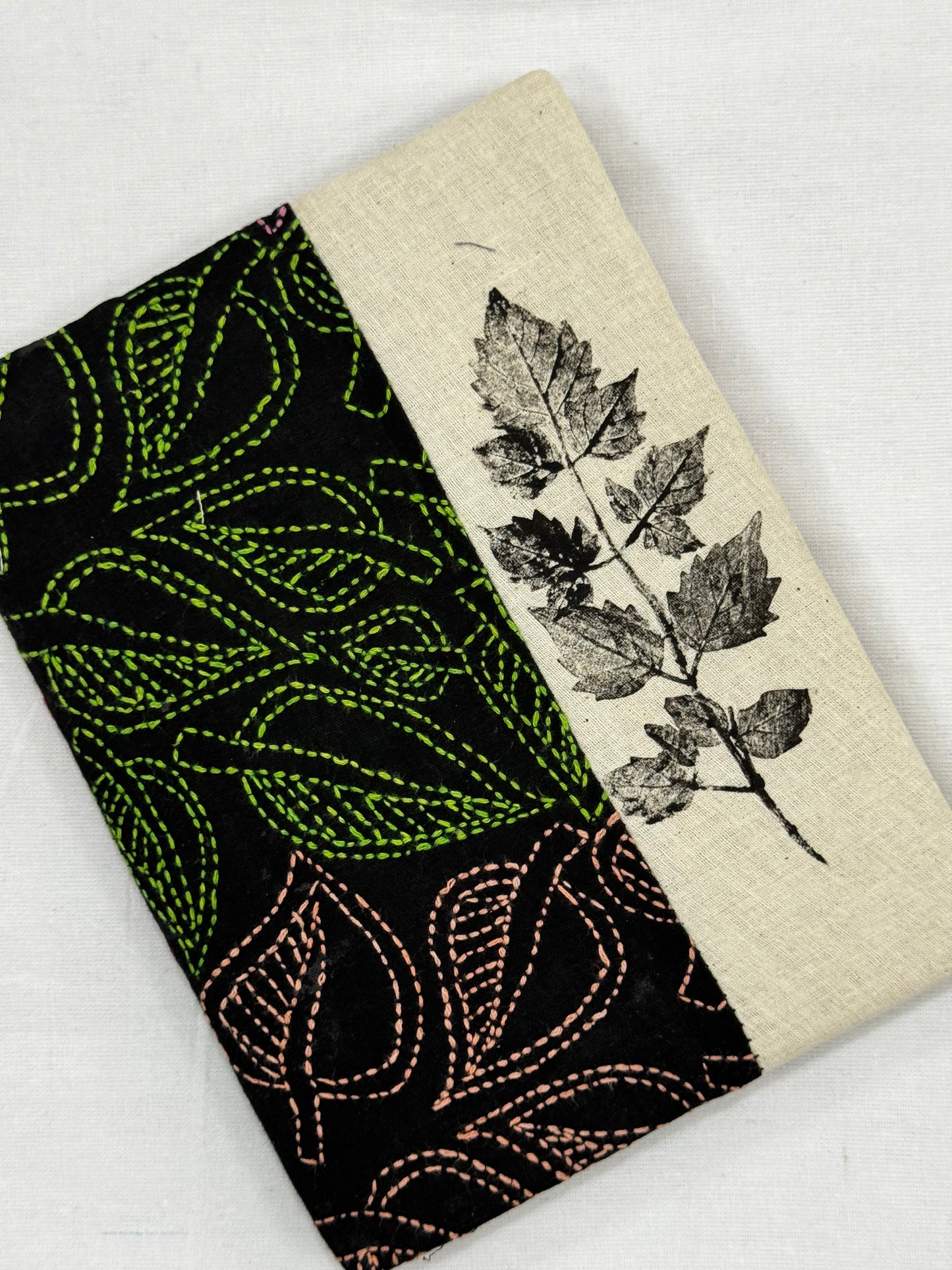 Handmade paper notebooks with kantha hand embroidered and hand eco printed cover