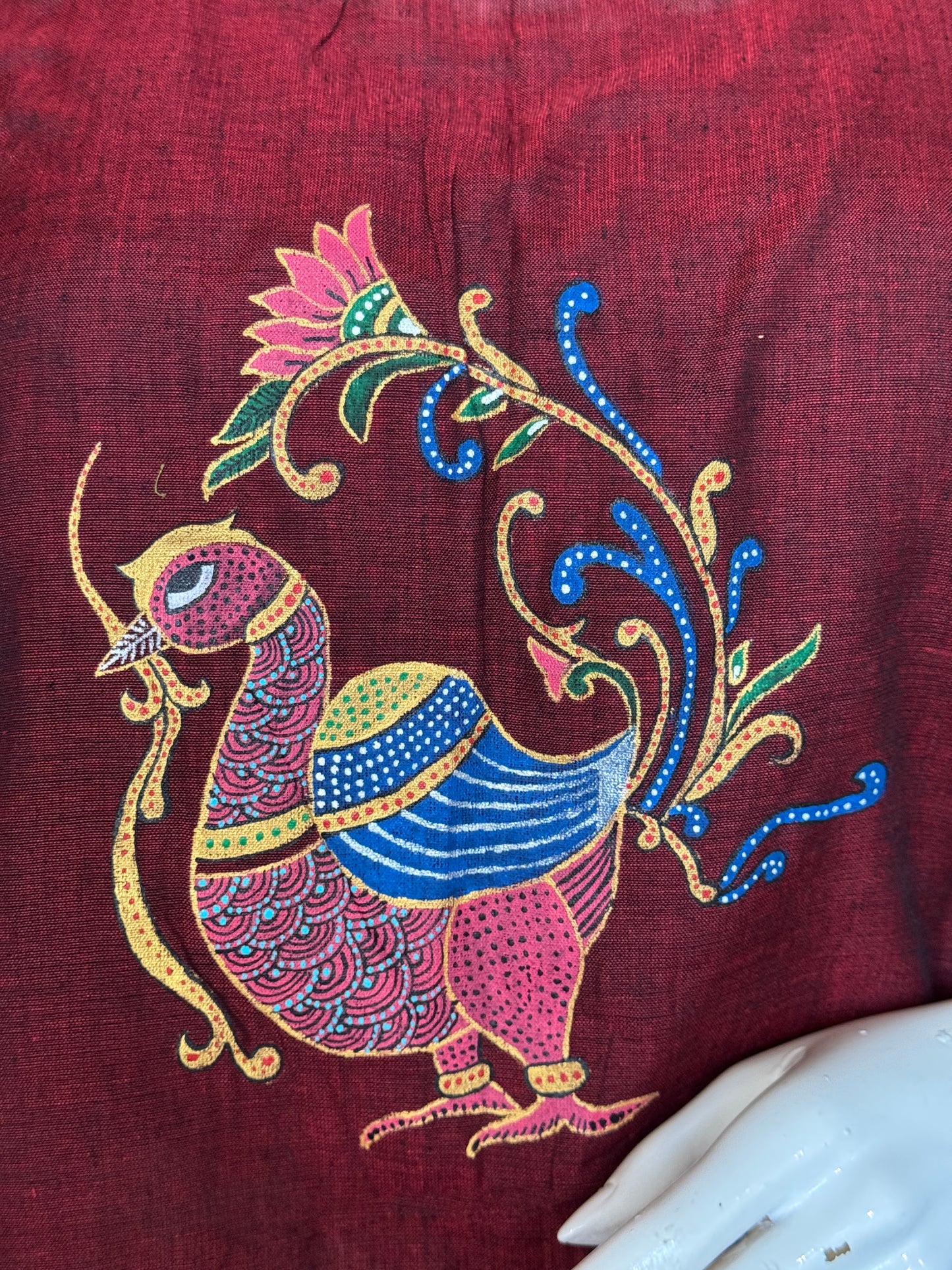 Maroon hand painted handwoven cotton kaftan top