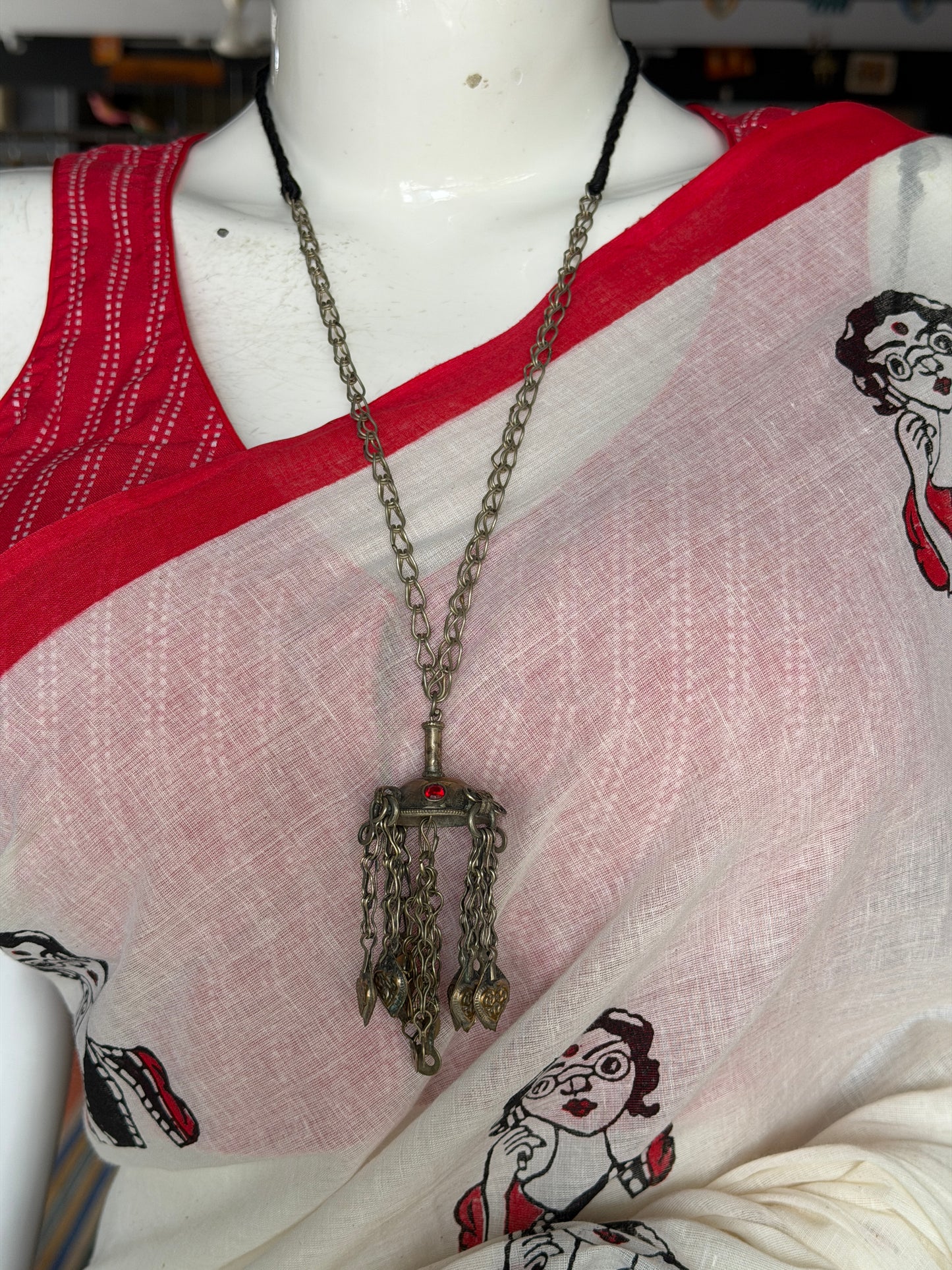 3D half sphere pendant n chain drops with big links chain handcrafted necklace