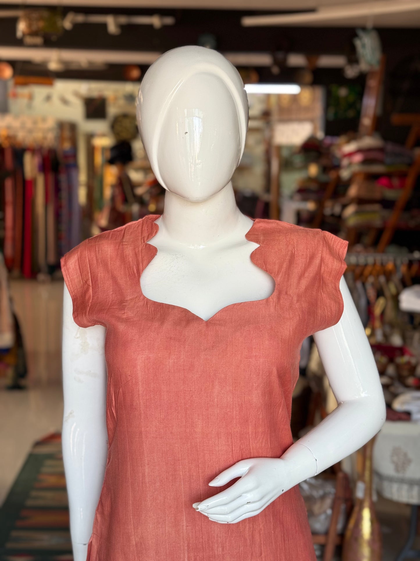Burnt Orange natural dyed silk short kurti