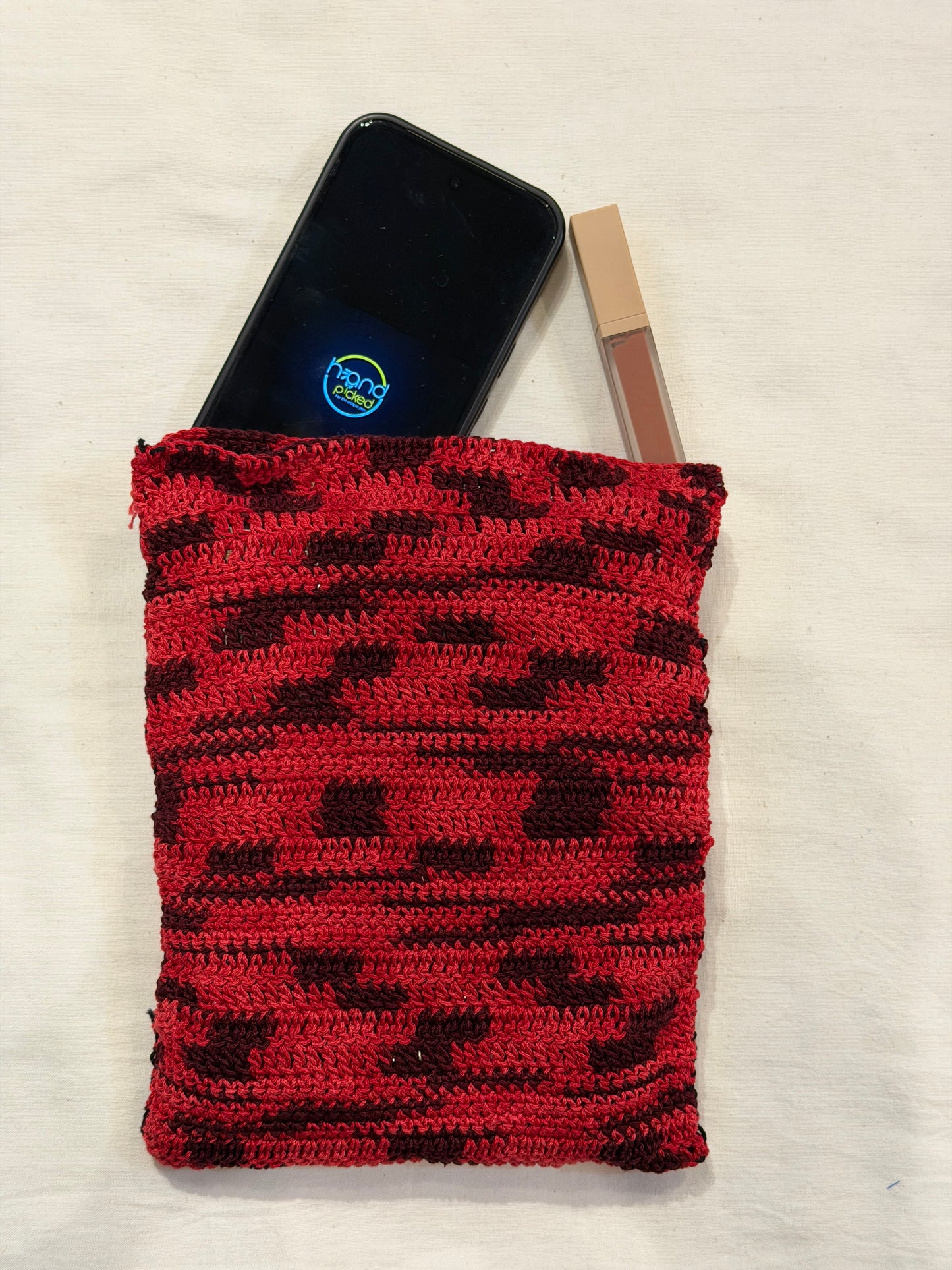 Buttoned crochet pouch - handcrafted - color options available