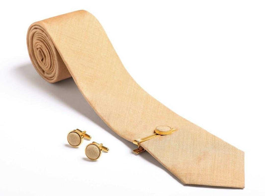 Assam muga silk hand woven tie, cuff links, tie pin Men’s gift set