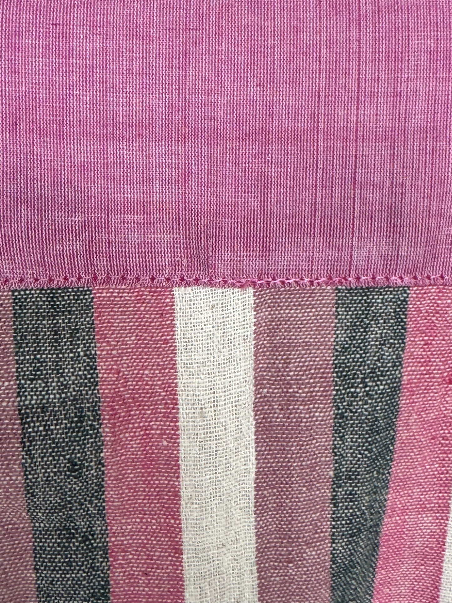 Pink n grey stripes kala cotton handloom dress