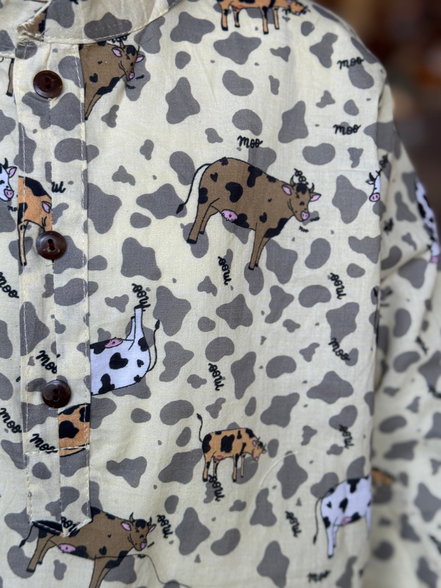Cow / moo print soft cotton long kurta for boys
