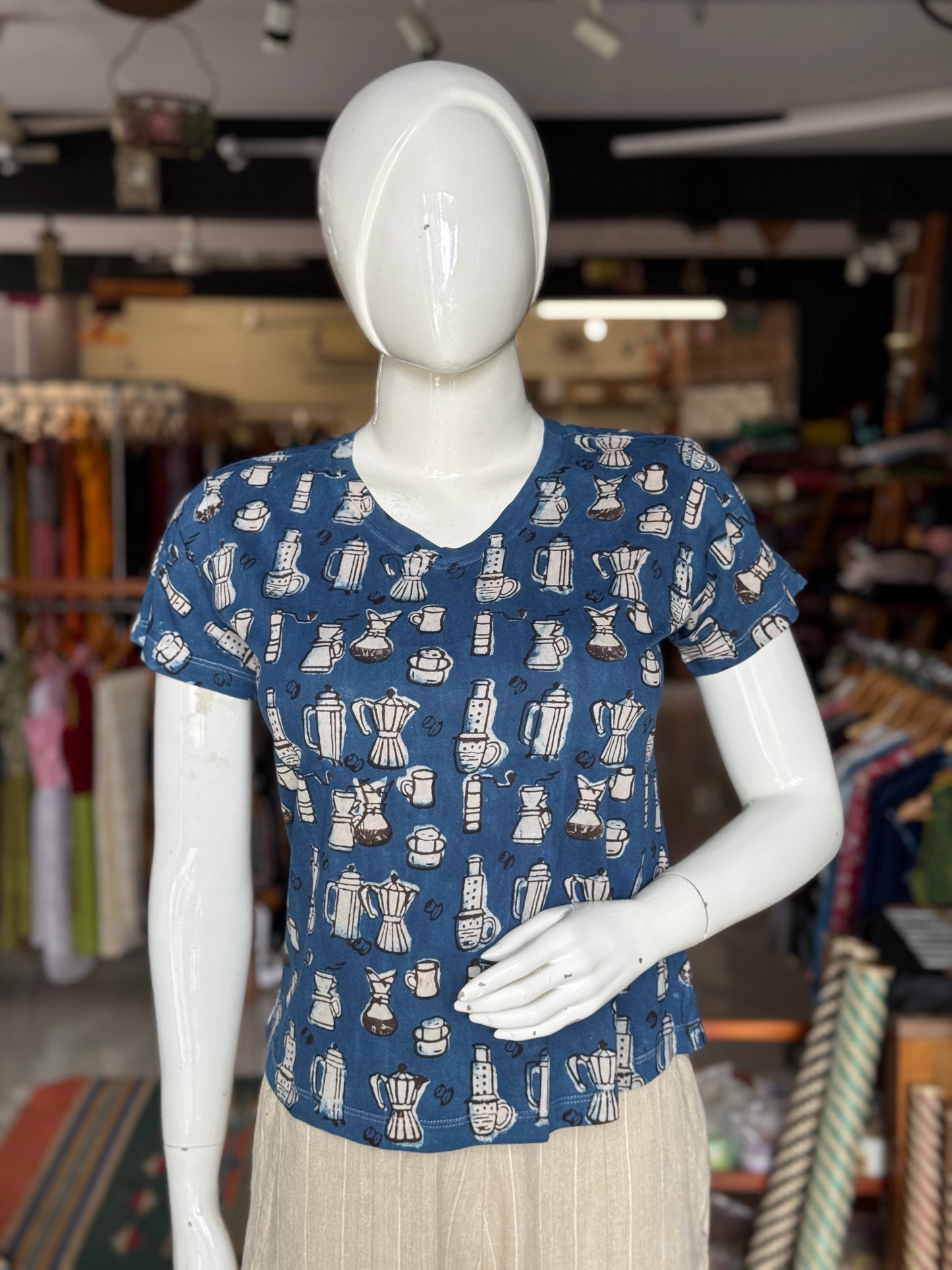 Beautiful cut womens tees - cotton, hand block printed, natural dyed tshirt for women - multiple designs and sizes