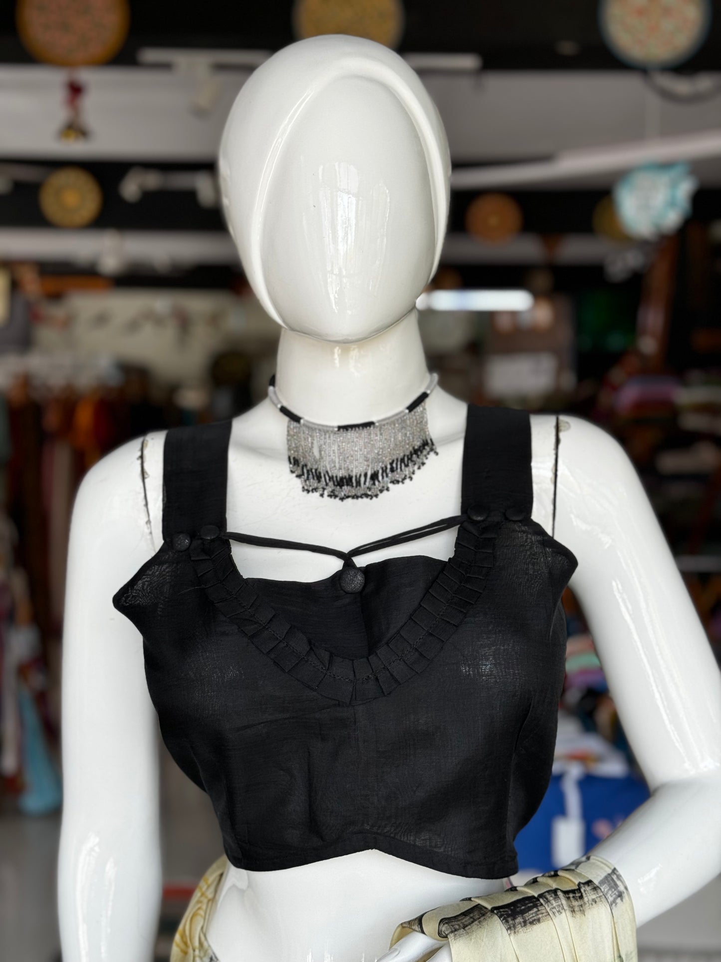 Black and grey beads handcrafted choker neckpiece