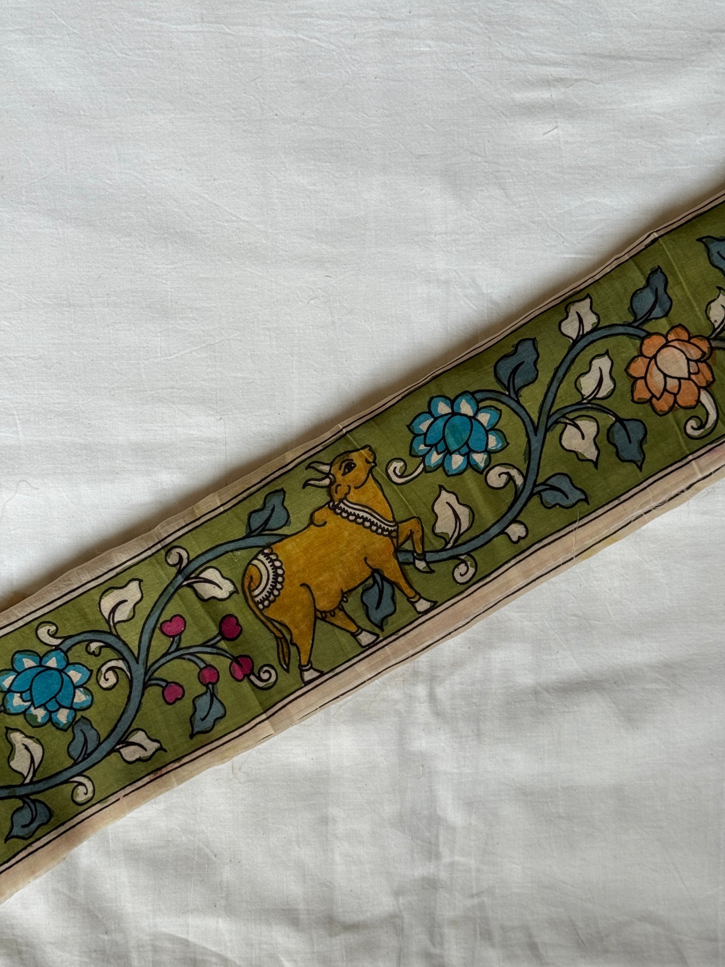 Silk pen Kalamkari hand painted border - colors and designs options available