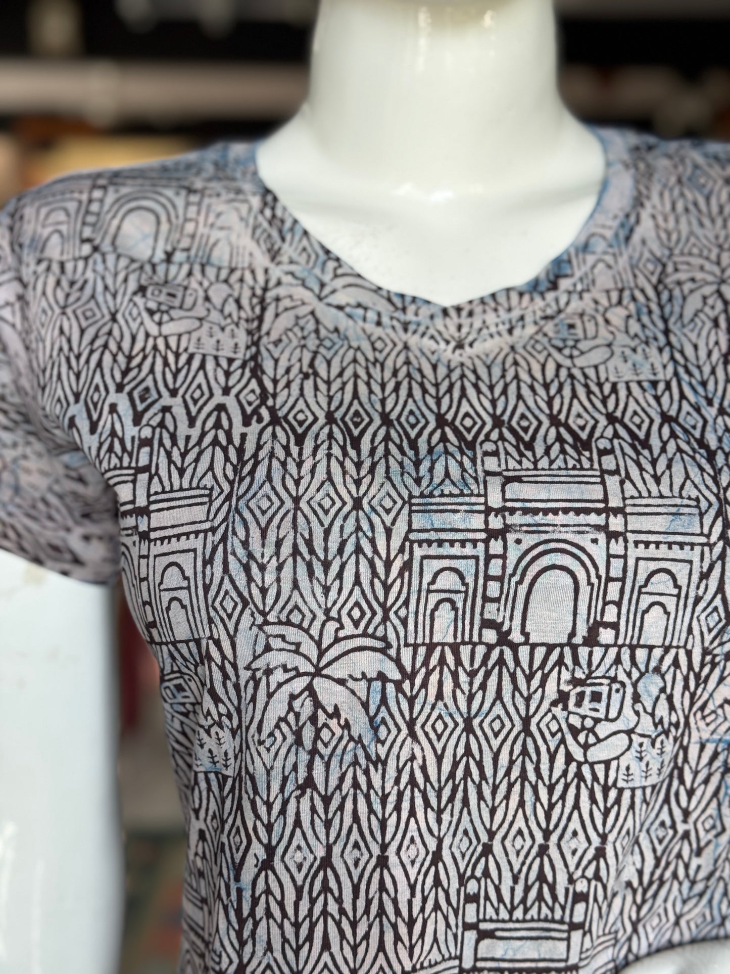 Beautiful cut womens tees - cotton, hand block printed, natural dyed tshirt for women - multiple designs and sizes