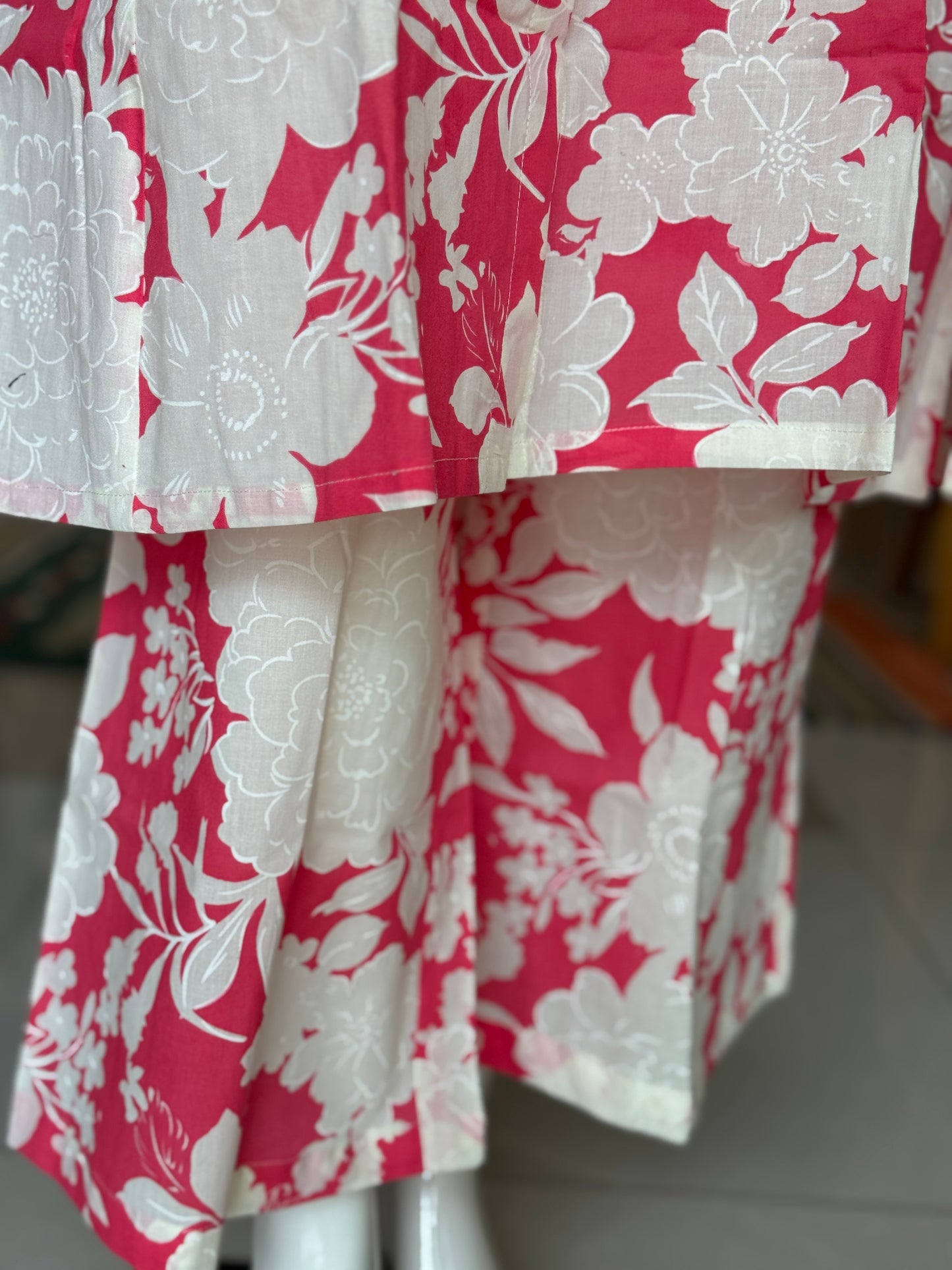 Pink floral cotton kurta and pants - coord set