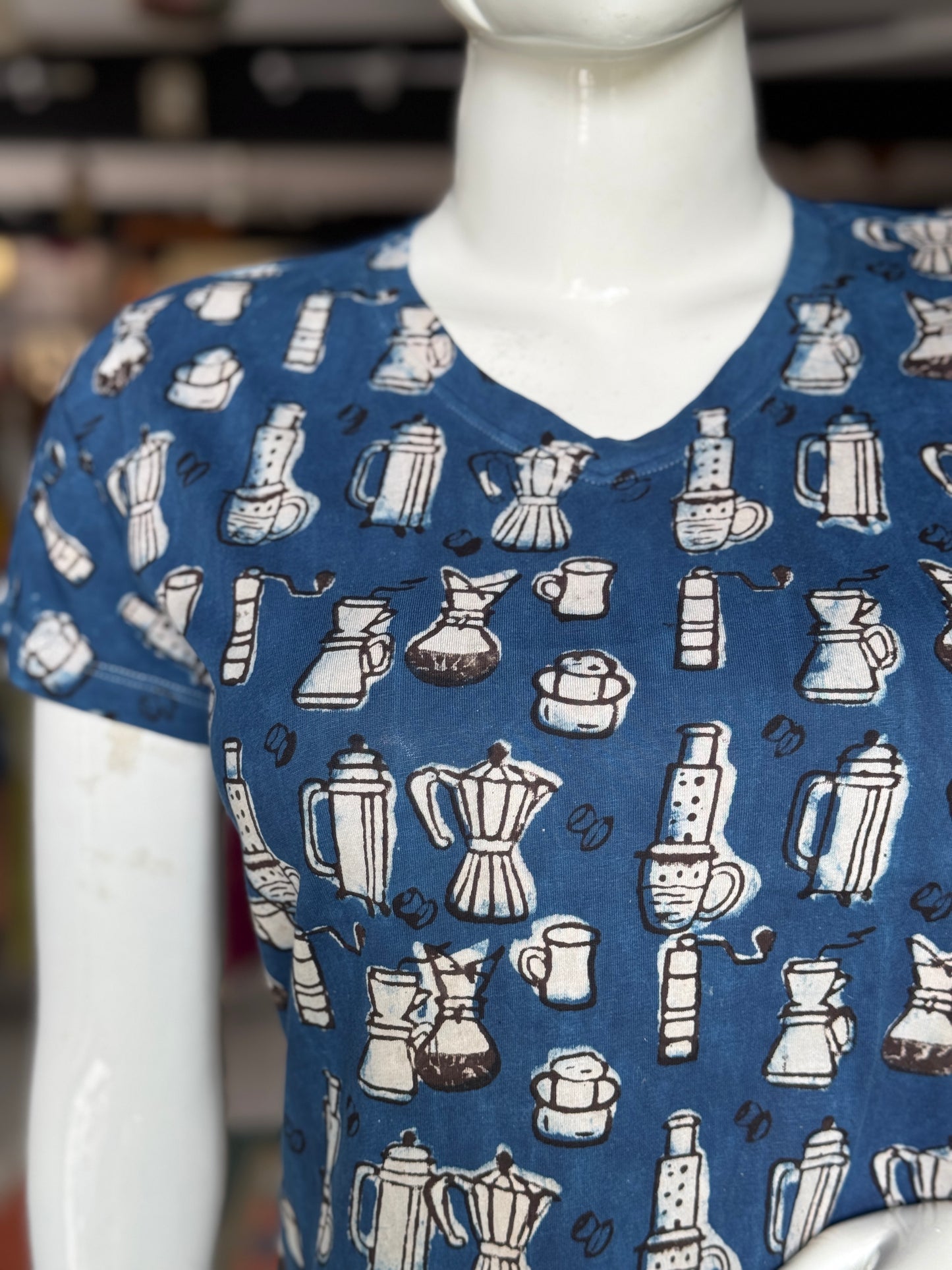 Beautiful cut womens tees - cotton, hand block printed, natural dyed tshirt for women - multiple designs and sizes