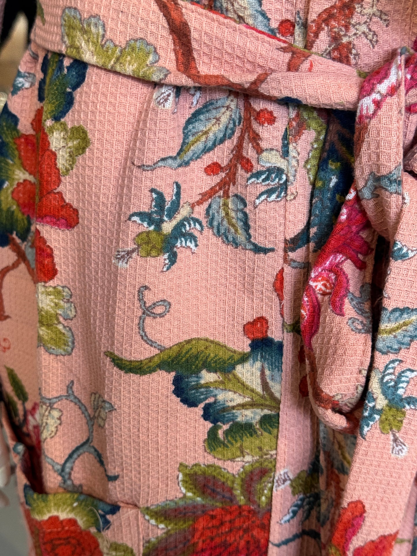 Hand block printed waffle cotton bath robe / swim suit cover up for adults - multiple designs