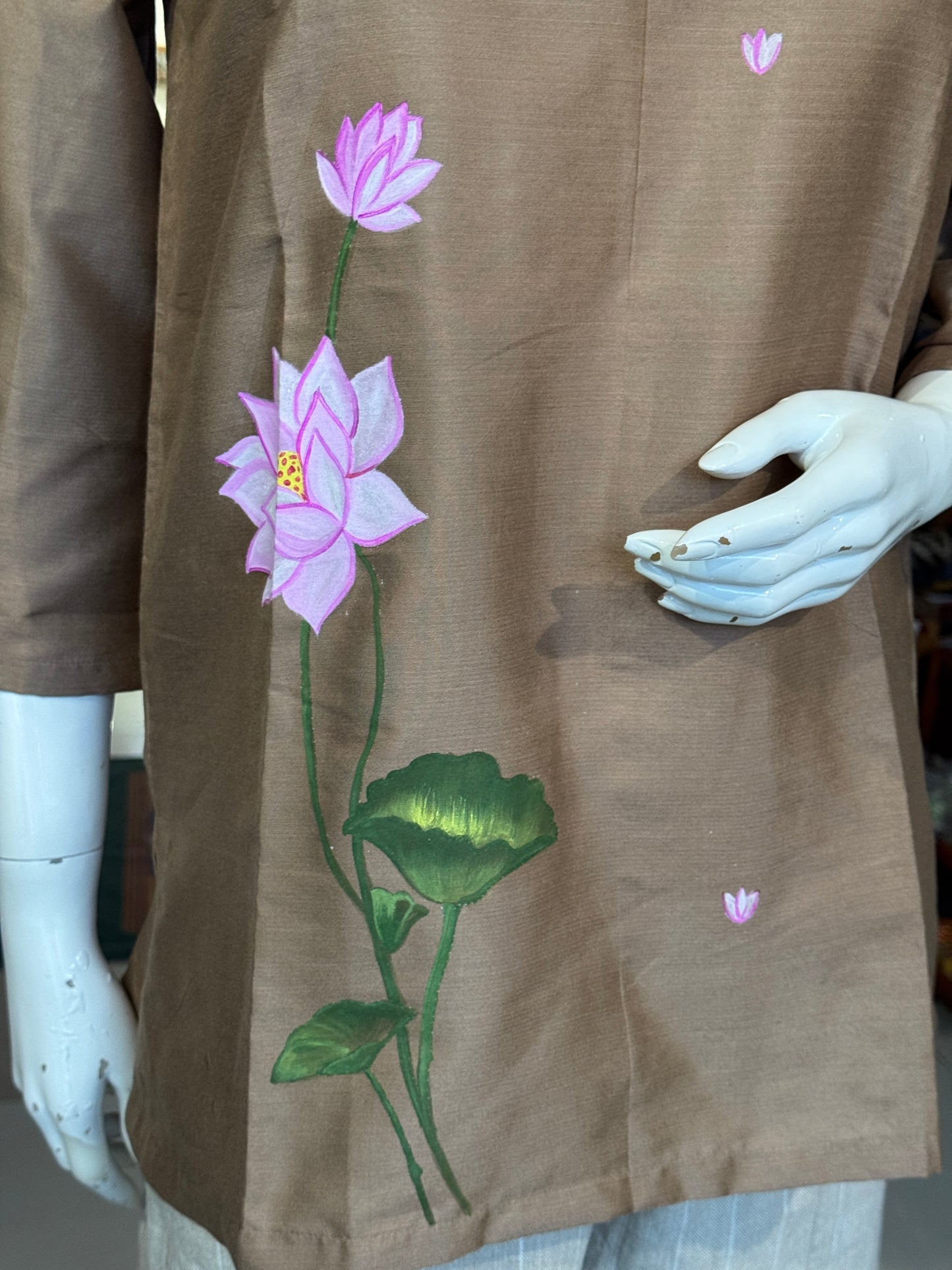 Silk cotton handpainted short kurta for women - multiple designs available