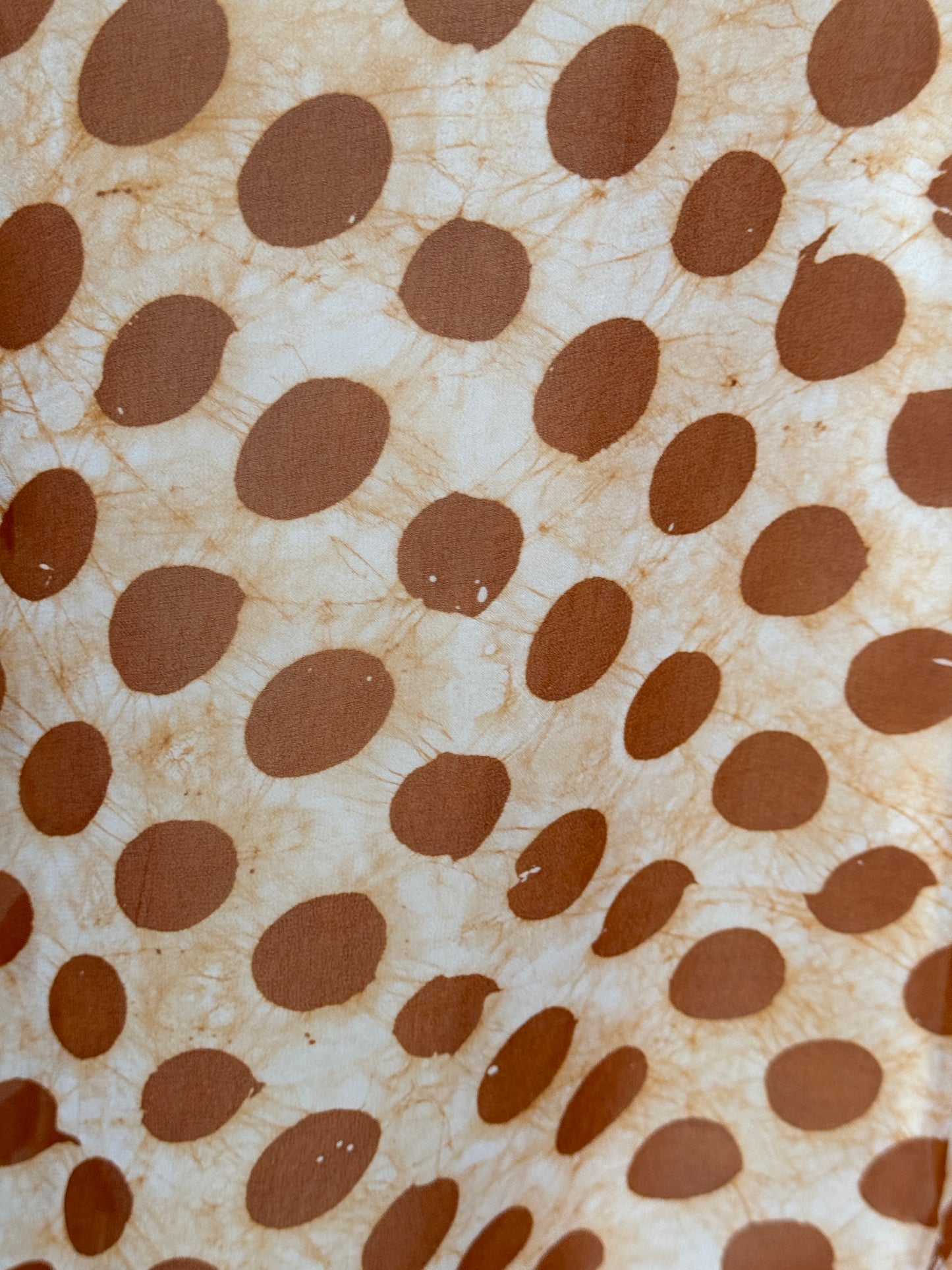 Georgette hand batik straight kurti with lining - brown dots