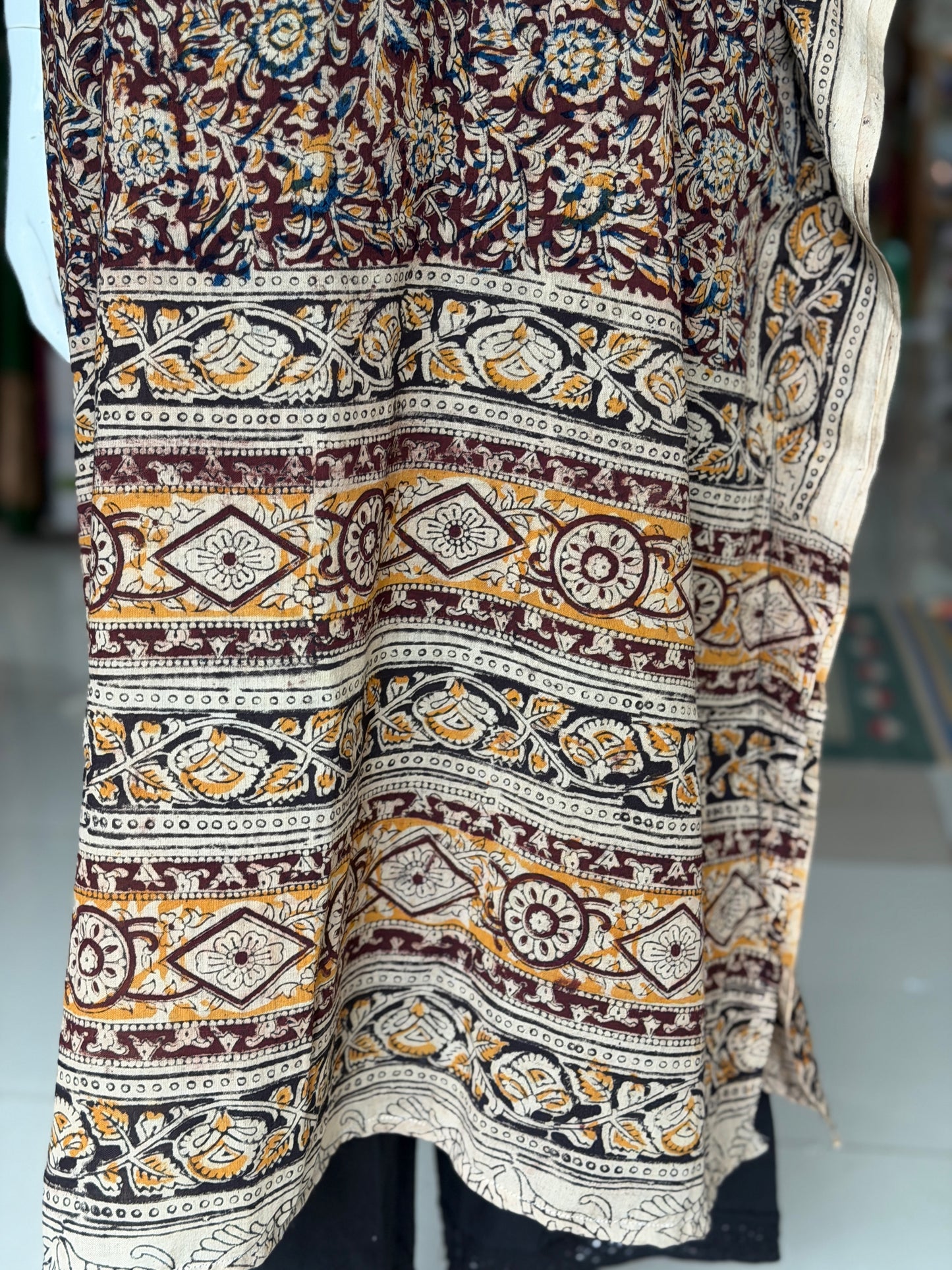Kalamkari kaftan kurti - soft cotton with hand block prints - designs n colors options available