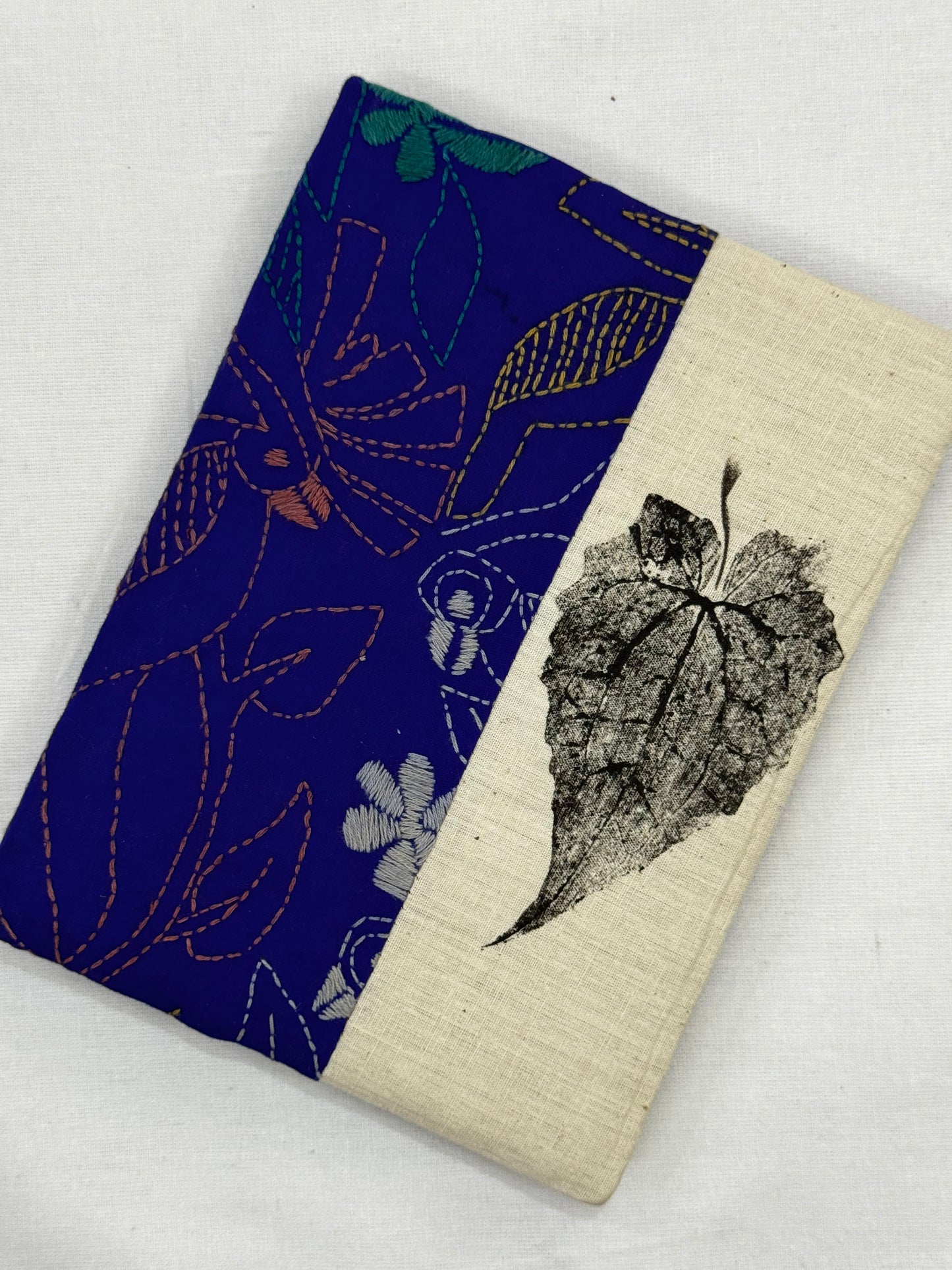 Handmade paper notebooks with kantha hand embroidered and hand eco printed cover