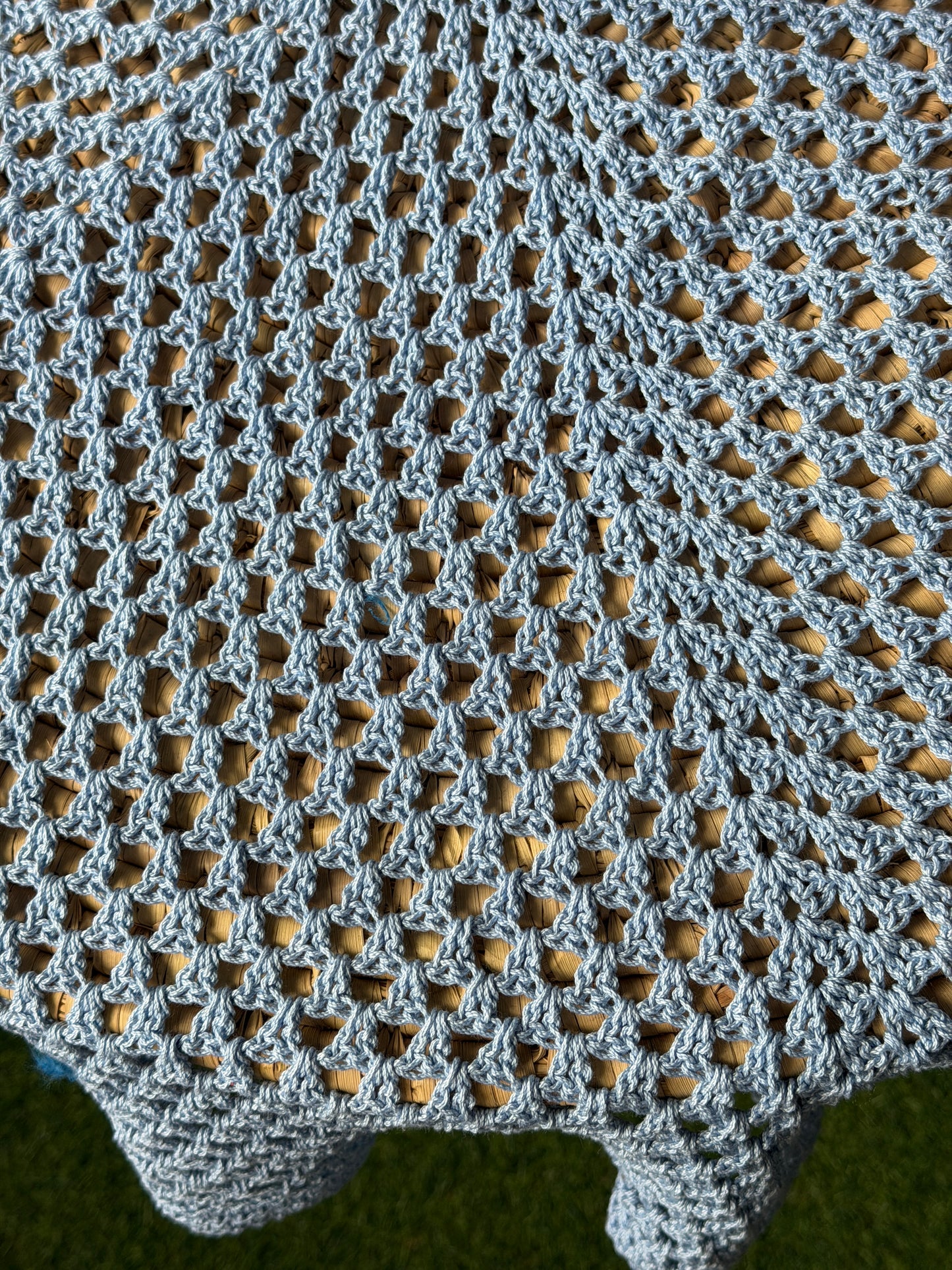 Hexagonal 36 x 36 inch Hand Crochet center table cover - cotton yarn - colors available