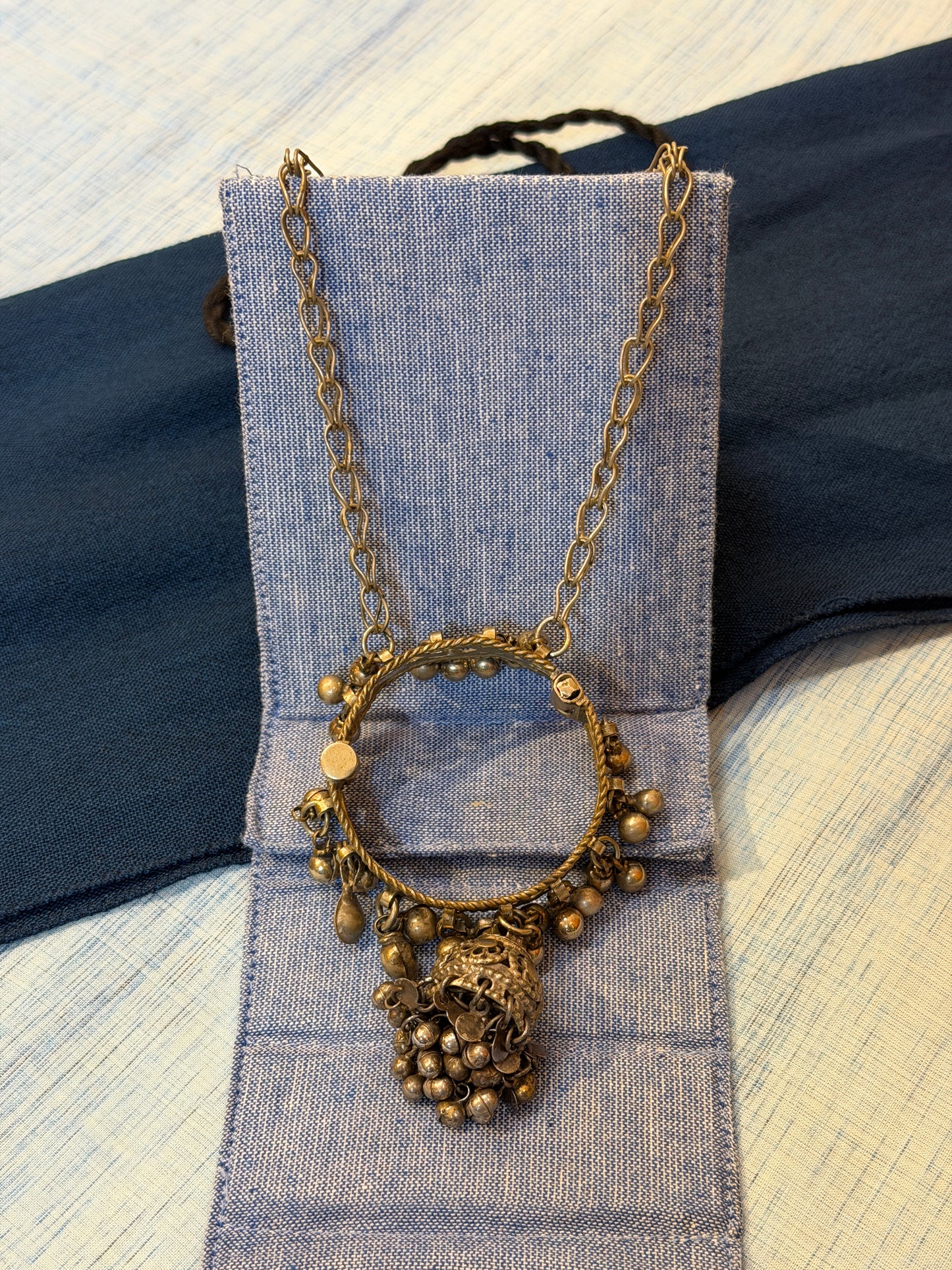 Vintage afghani necklace with kada, ghungroos n jhumki as a pendant