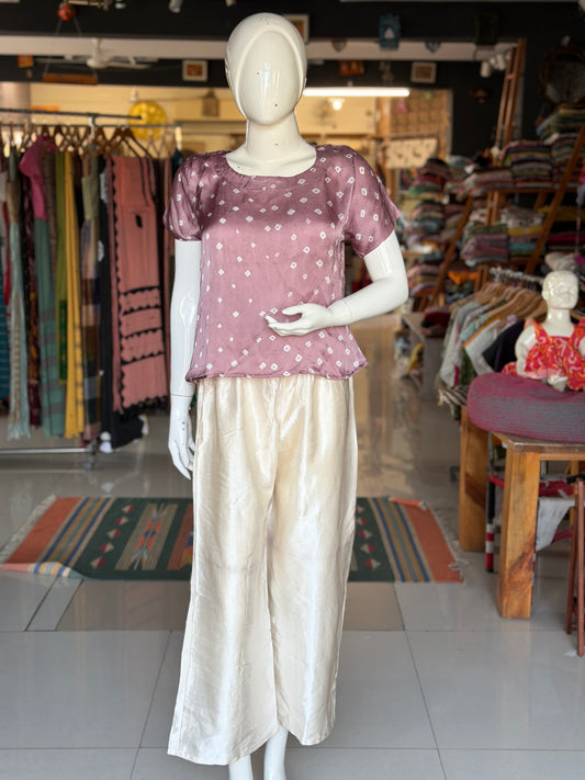 Cream lustrous Mashru pants for women