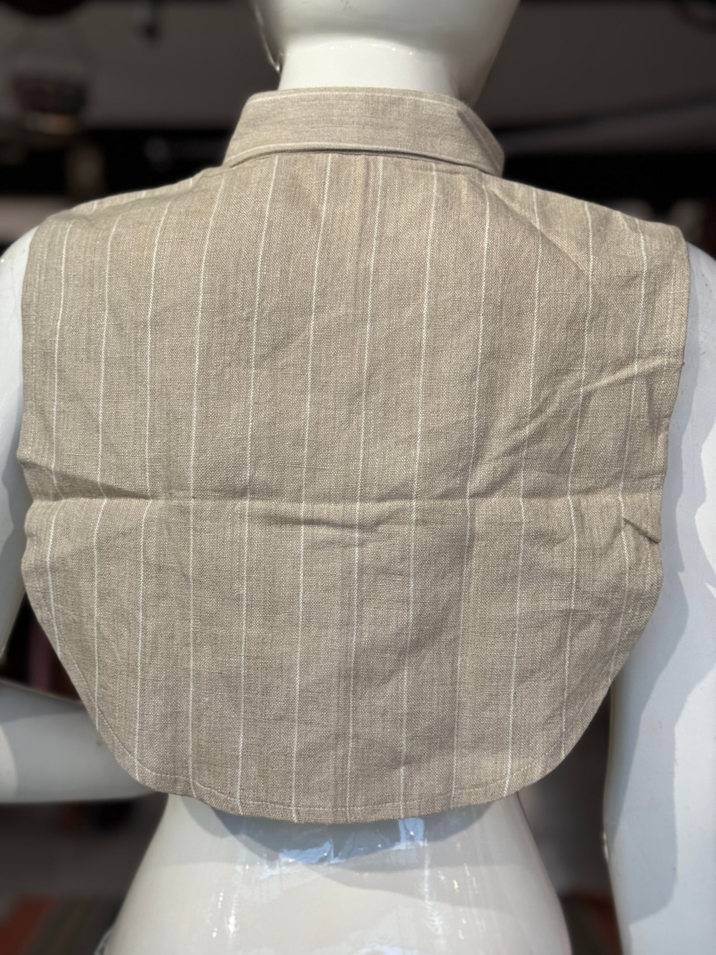 Stripes fake shirt collar / Dickey collar accessory in handloom linen