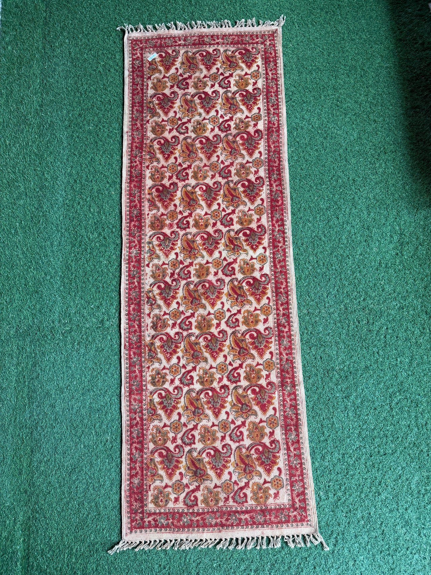 2 x 6 feet cotton Kalamkari hand block printed runner carpet / durrie