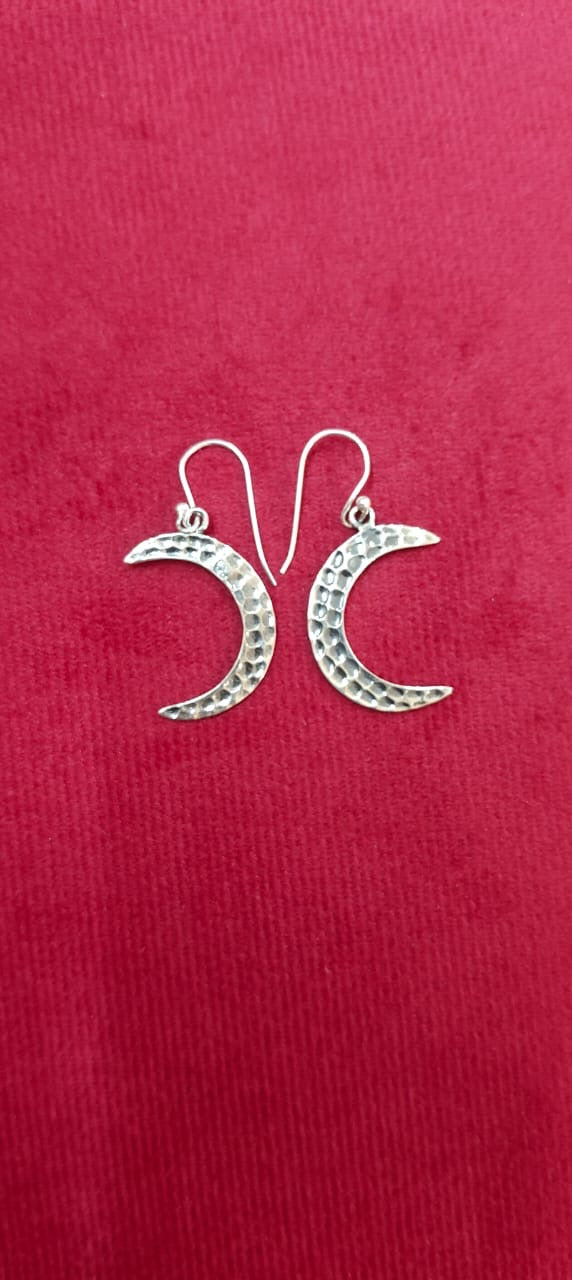 Crescent moon hooks earrings in 92.5 sterling silver