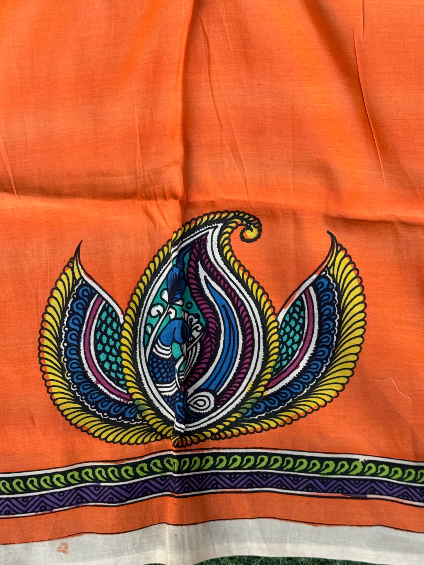 Silk Pen Kalamkari handpainted unstitched blouse piece with border - multiple designs n colors available