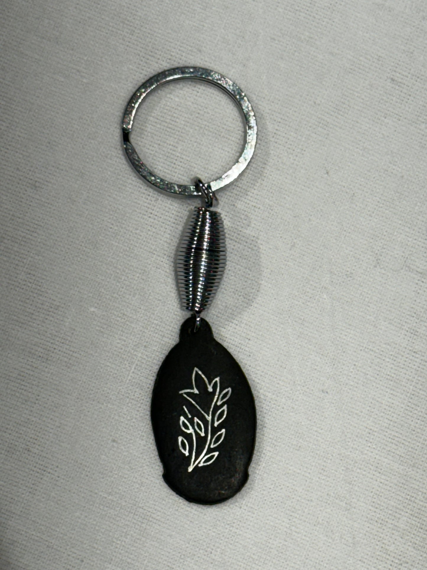 Bidri silver inlay work handcrafted key ring