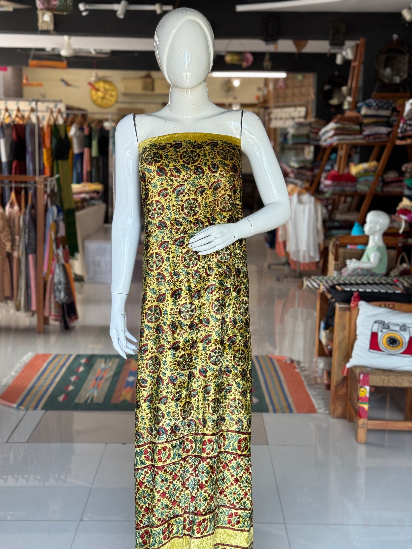 Velvet kurti fabric with Ajrakh hand block prints