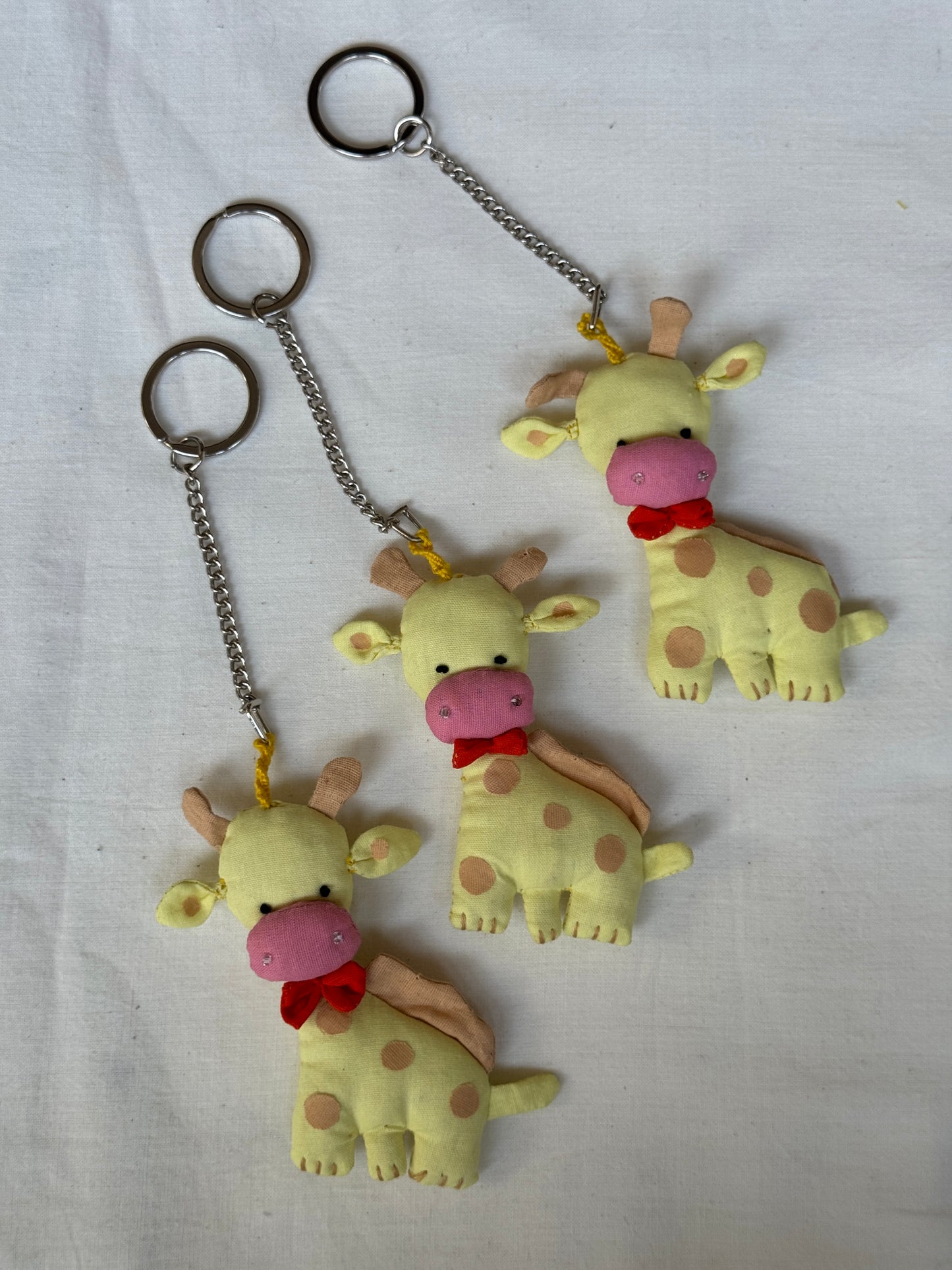 Handcrafted fabric based animal figures key ring with natural cotton filling