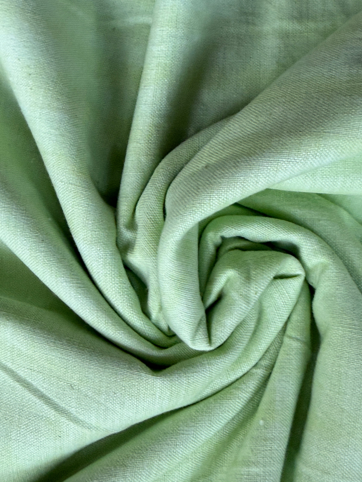 Pastel green hand woven soft n thick cotton fabric