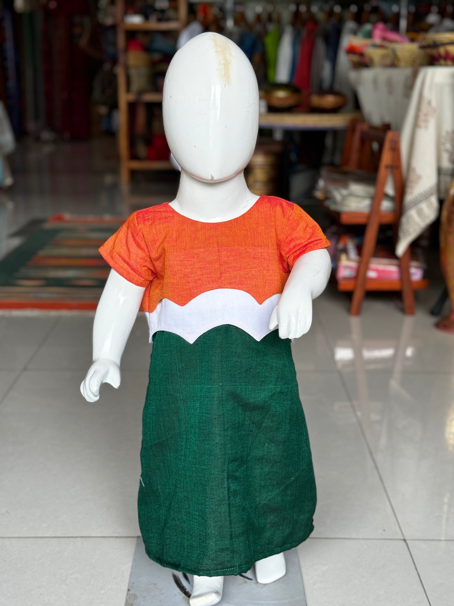 Indian flag colors - cute designer cotton frock for small girls