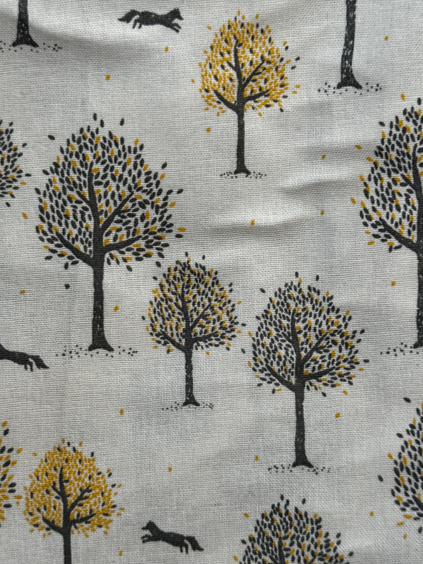 White forest print - cotton bedsheet with grey attached border - king size