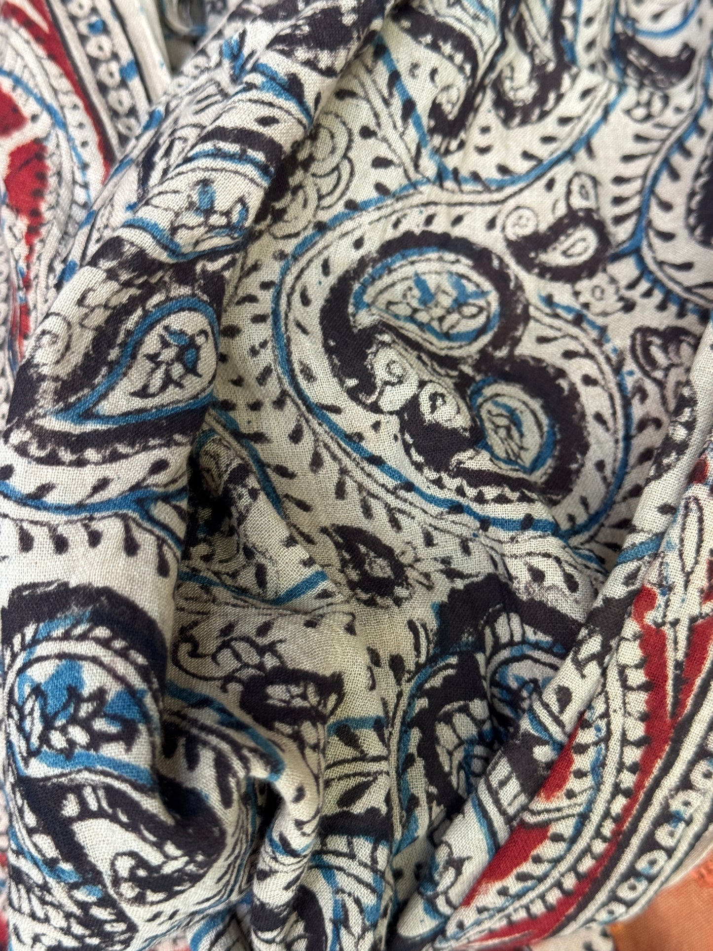 Kalamkari hand block printed cotton stole - colors and designs available