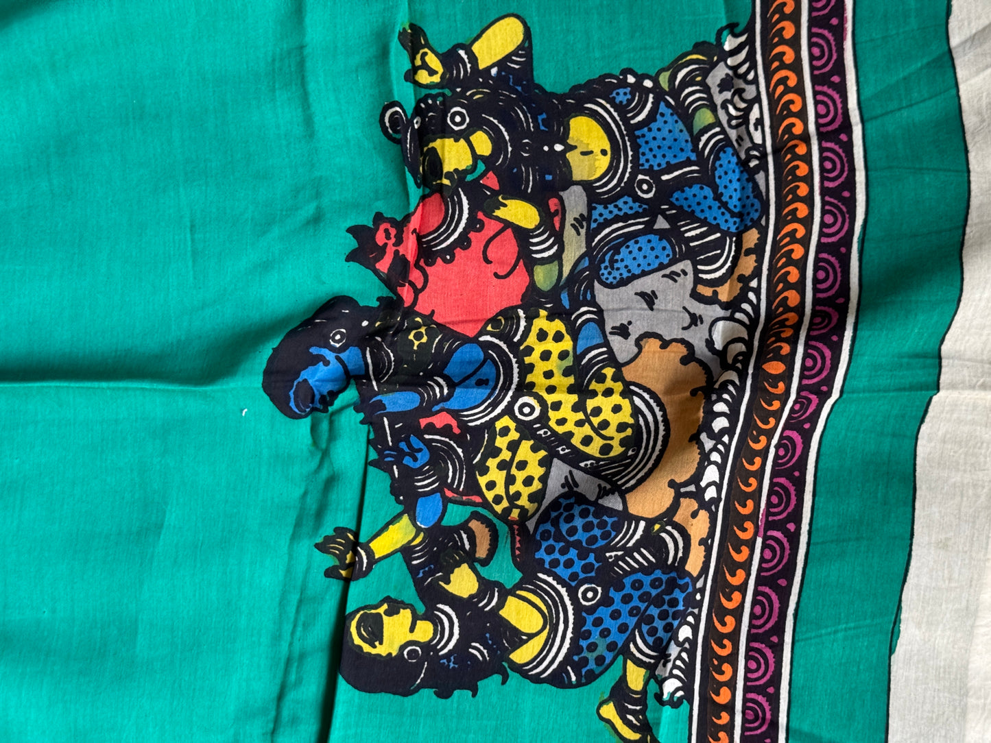 Silk Pen Kalamkari handpainted unstitched blouse piece with border - multiple designs n colors available