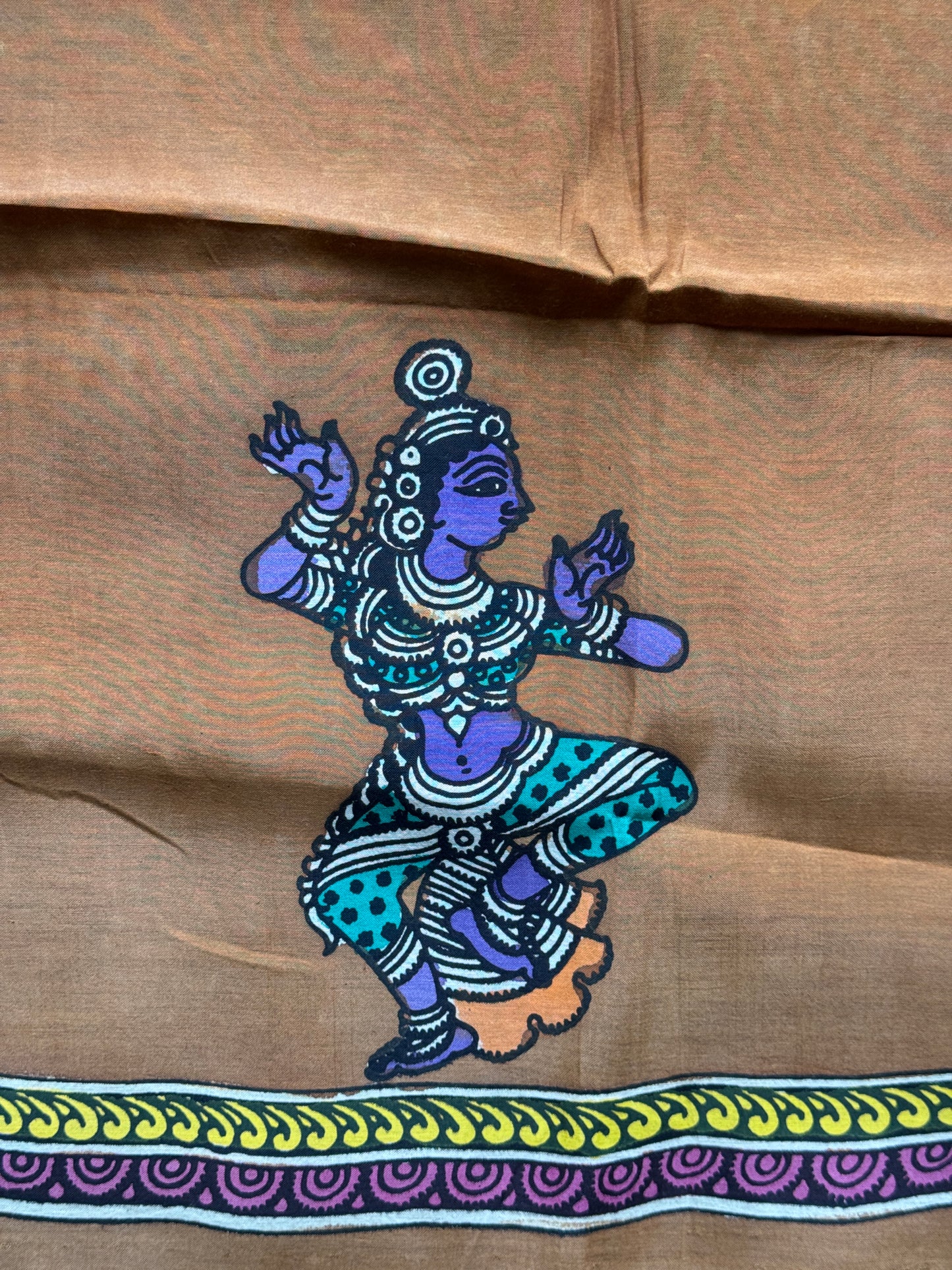 Silk Pen Kalamkari handpainted unstitched blouse piece with border - multiple designs available