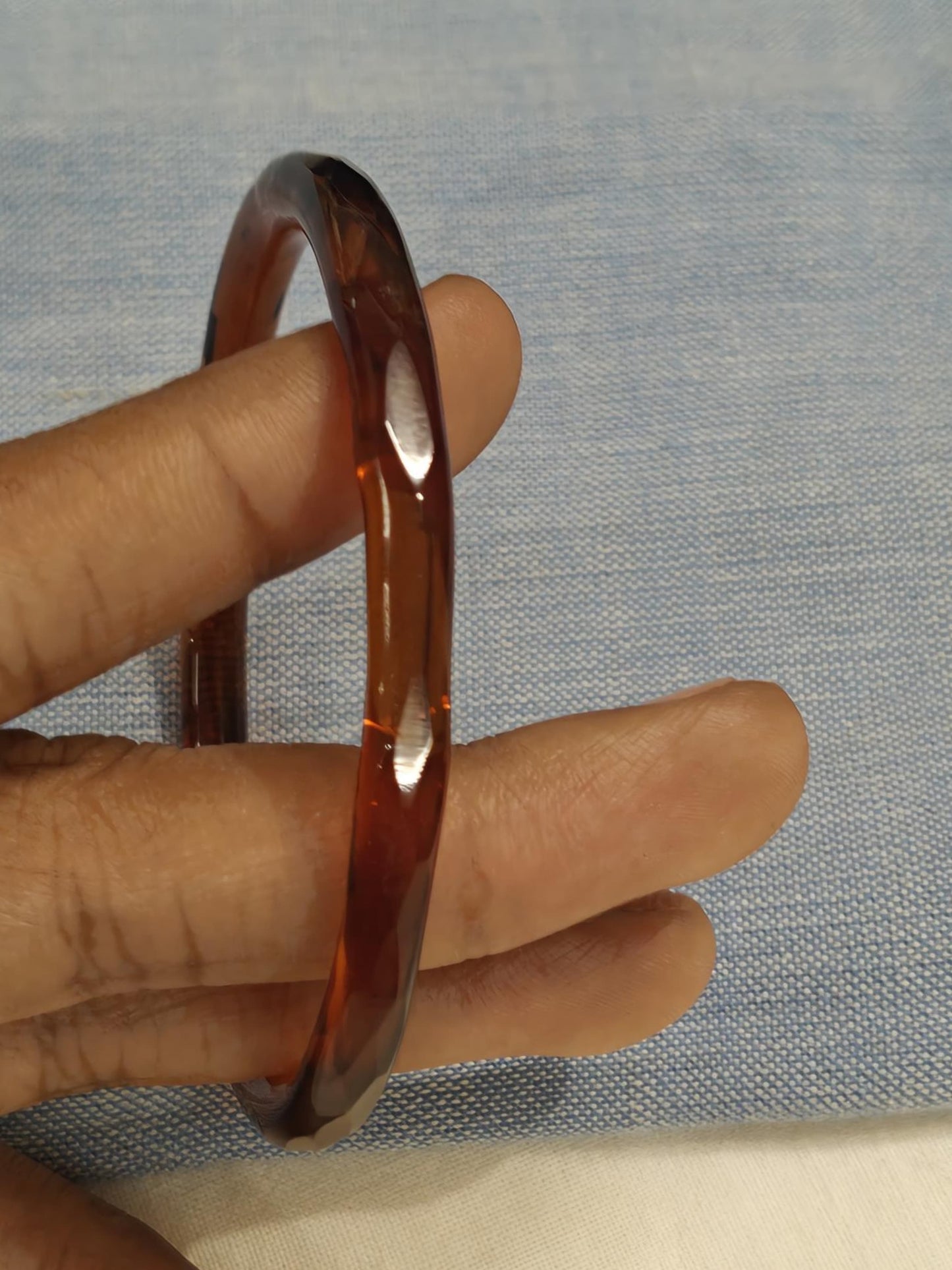 Cut work glass handcrafted bangle - single