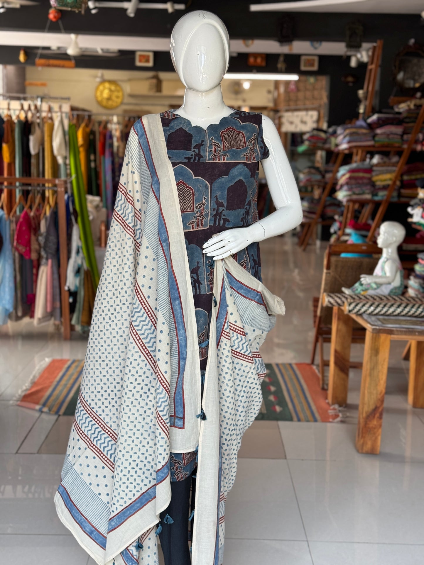 Hand block printed cotton dupatta - colour n designs options available