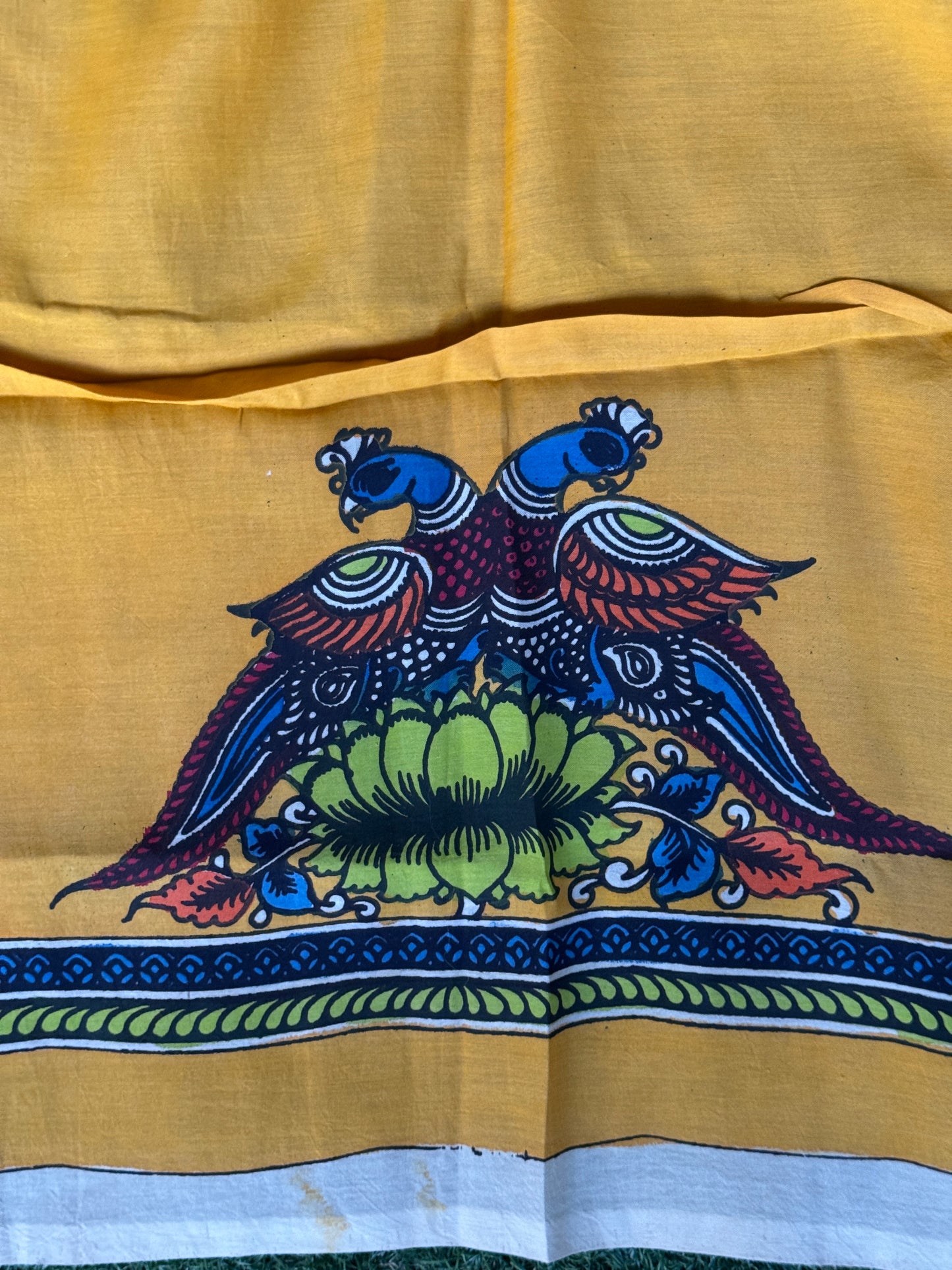 Silk Pen Kalamkari handpainted unstitched blouse piece with border - multiple designs n colors available