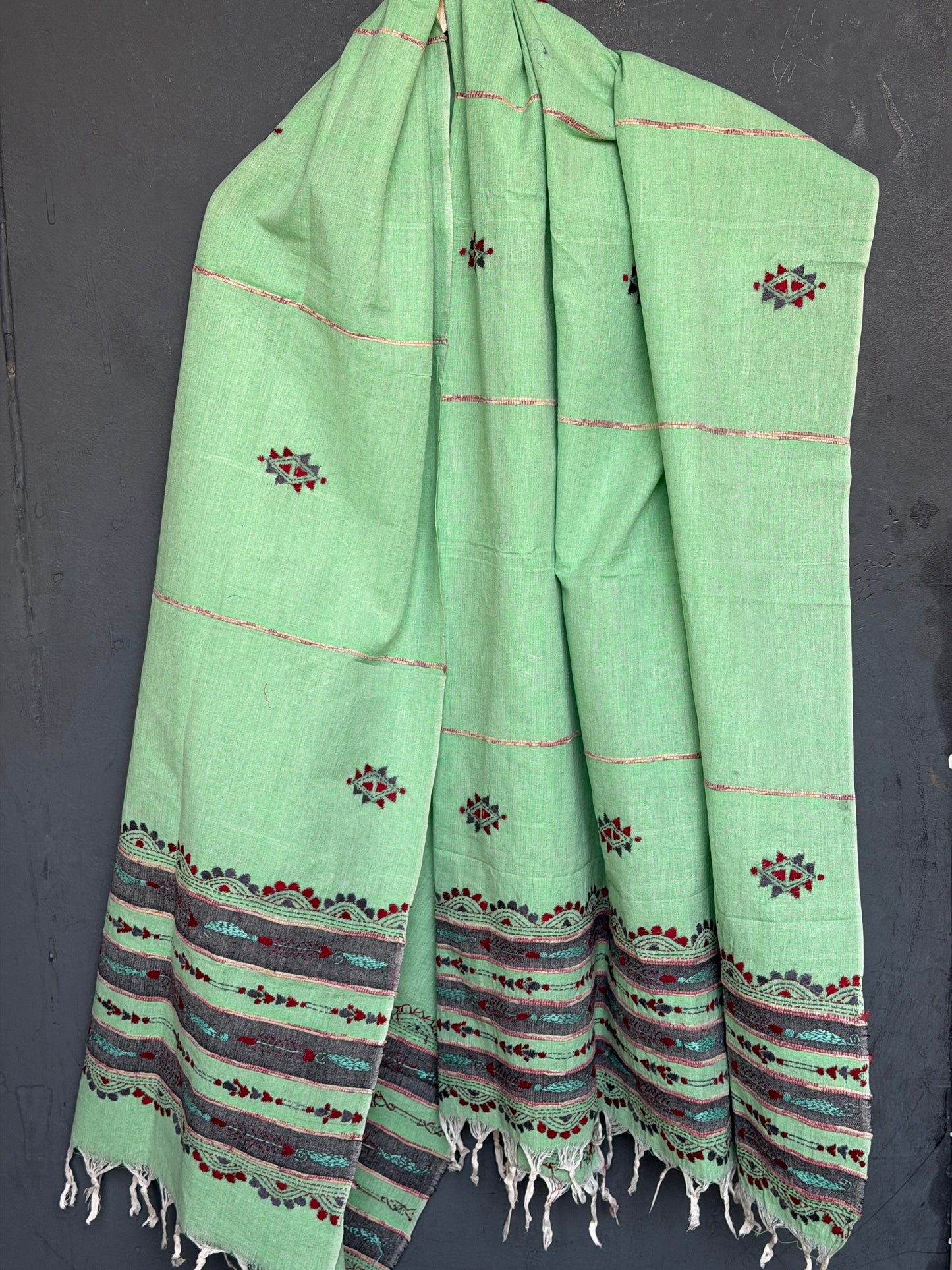 Khesh handloom cotton dupatta with hand embroidery - colors n designs options available