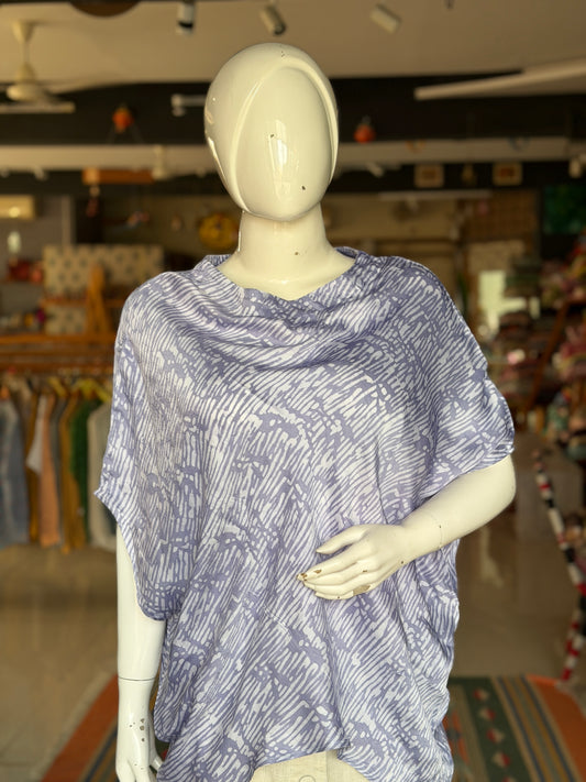 Lavender modal hand batik printed oversized top