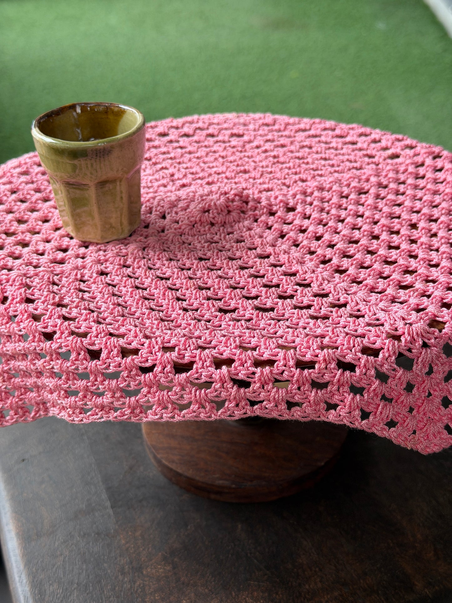 Square 12 x 12 inch Hand Crochet small table cover - hand crocheted with cotton yarn - colors available