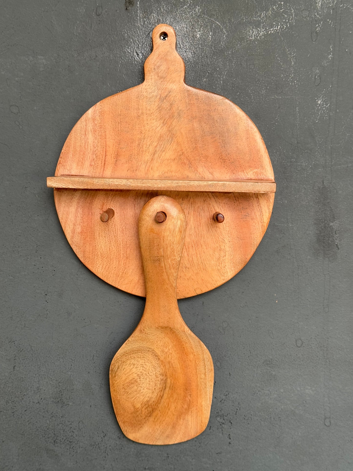 Wooden key / cutlery hanger - handcrafted wooden decor with a ledge