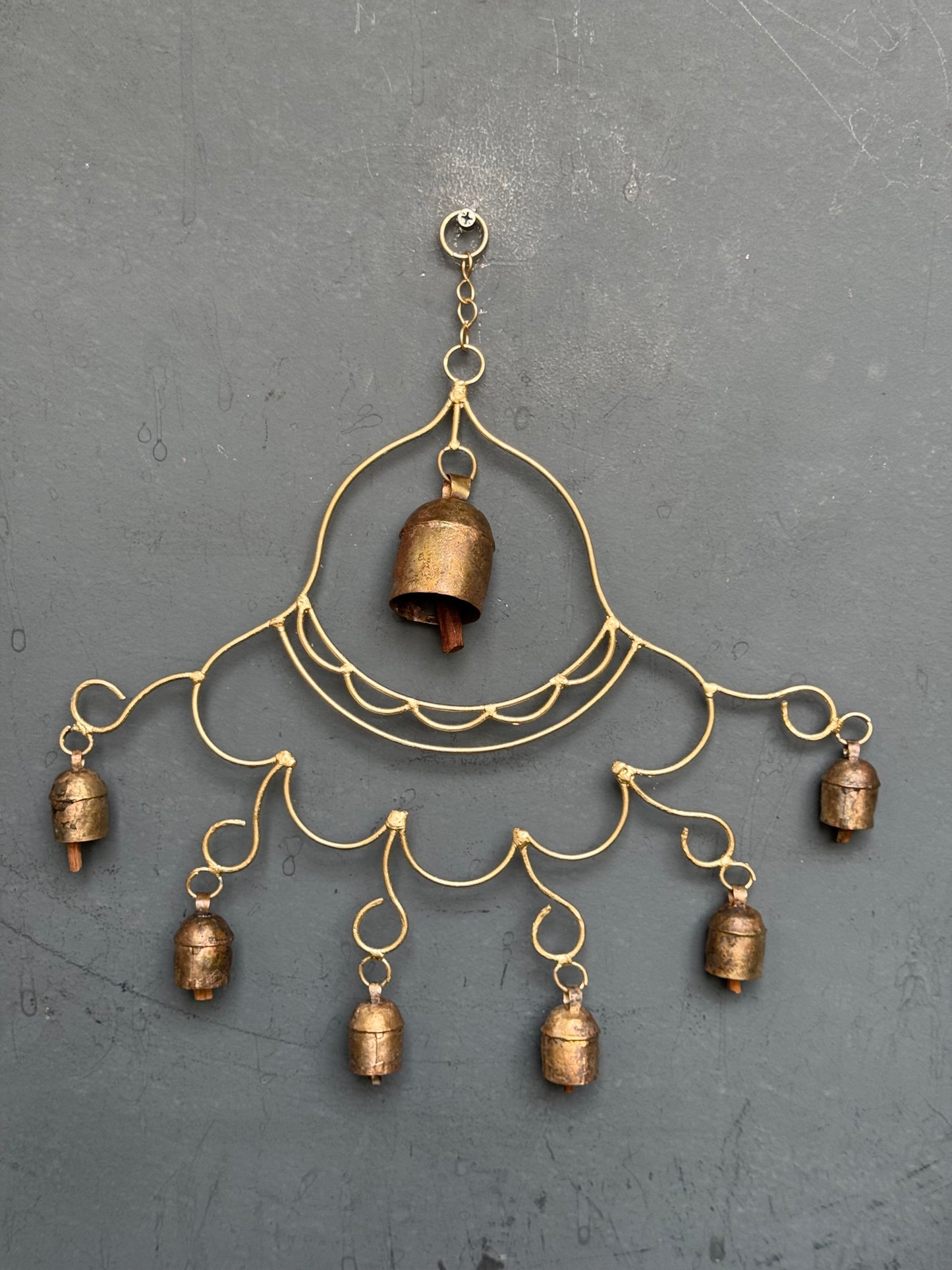 Hat with bells  - copper handcrafted 7 bells hanging