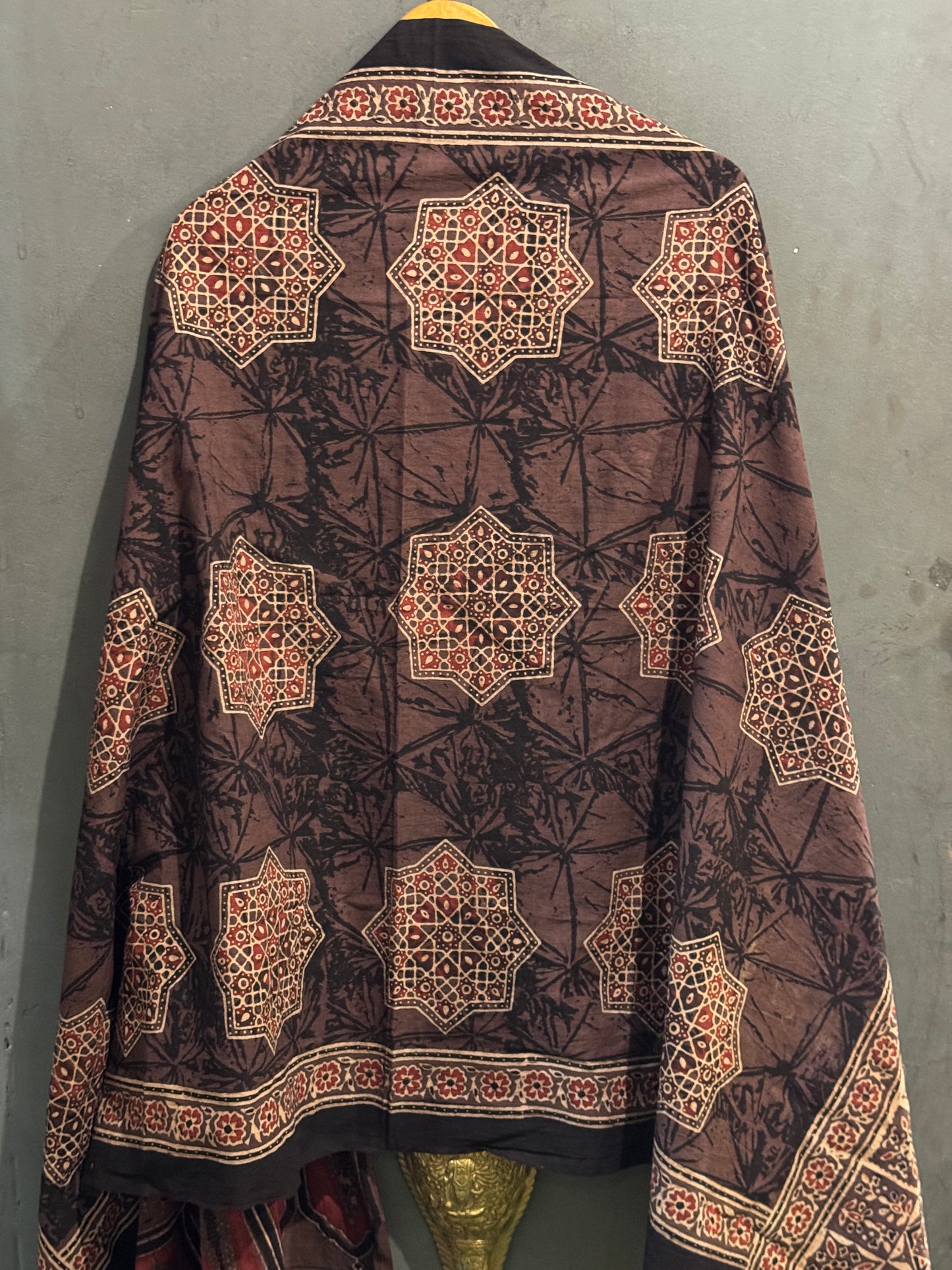 Ajrakh natural dye, hand block printed 60s cotton dupatta - colour options