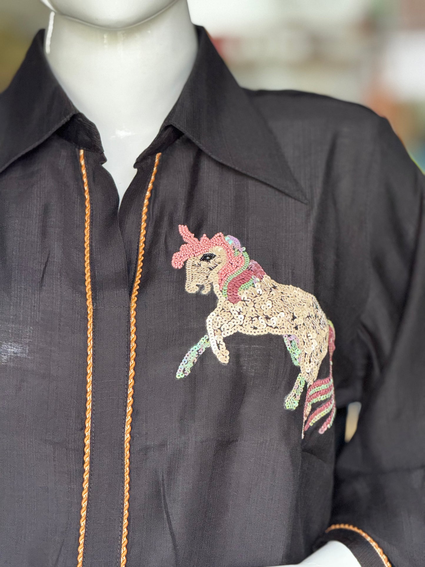 Unicorn embroidered shirt tunic