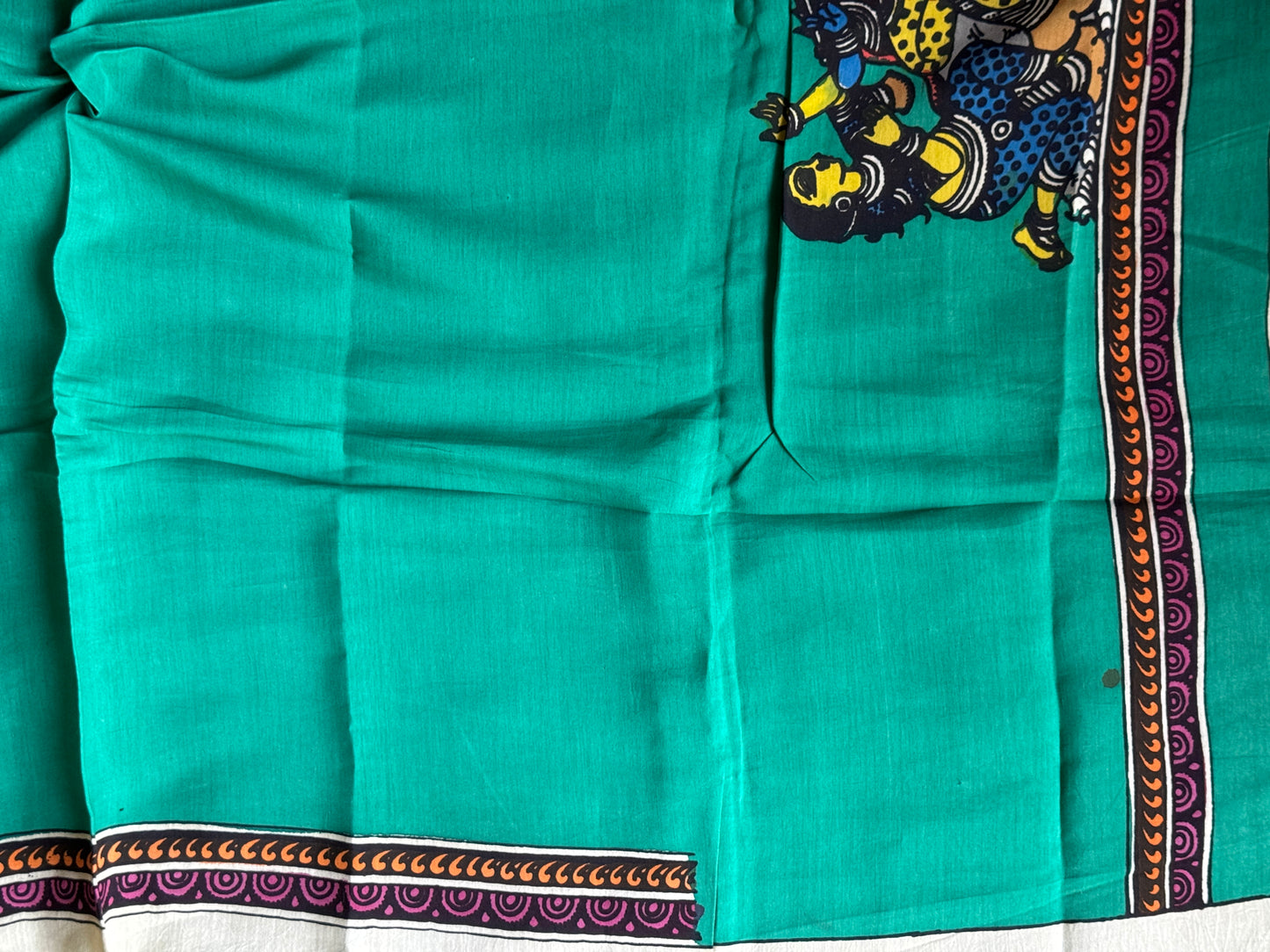 Silk Pen Kalamkari handpainted unstitched blouse piece with border - multiple designs n colors available